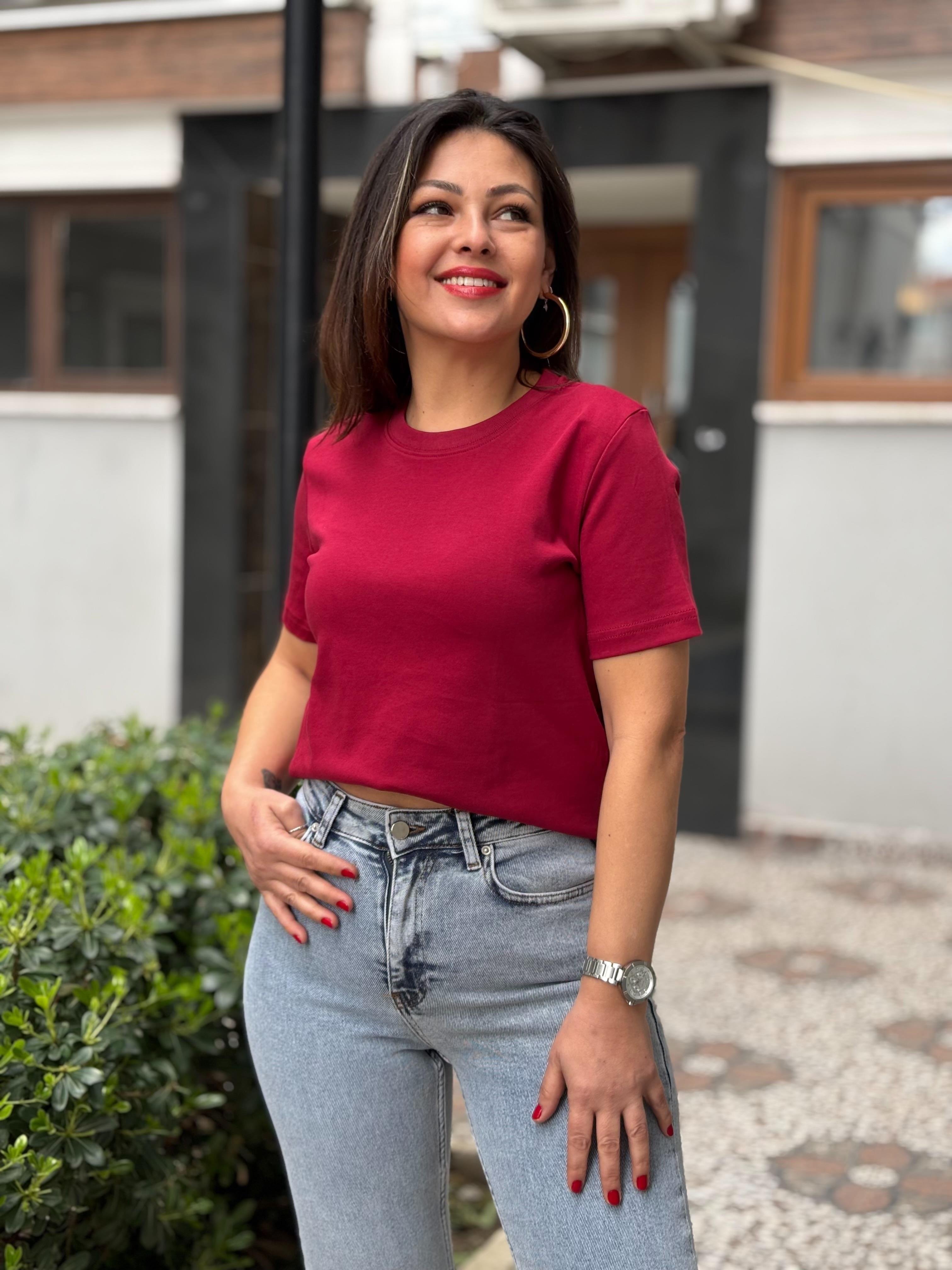 Bordo Orj Marka Basic Tişört