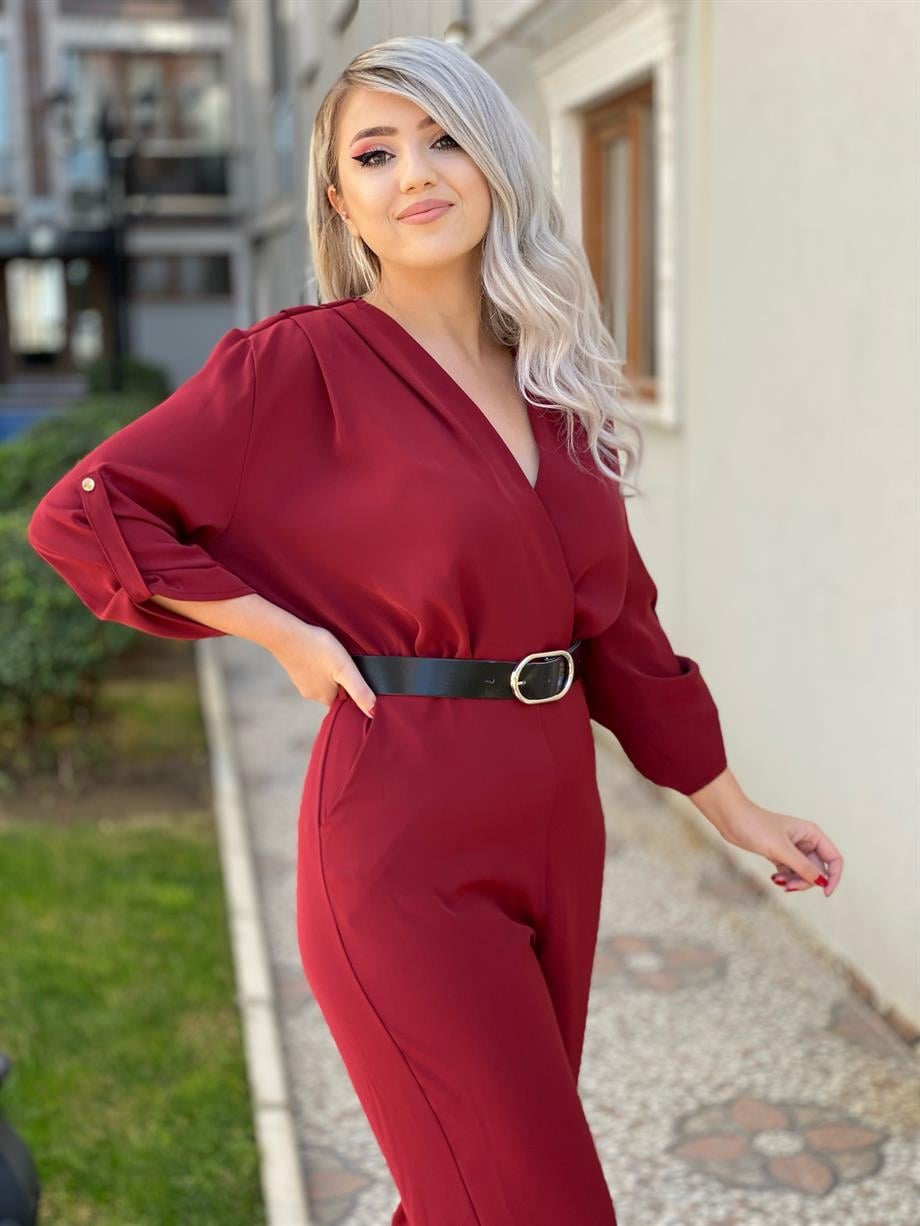 Bordo Zara Model Kruvaze Yaka Tulum