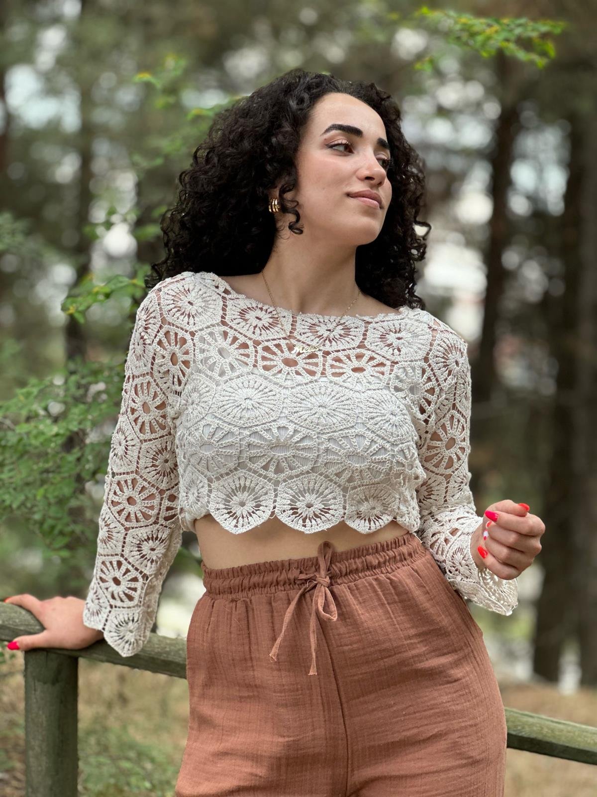 Dantel Crop Bluz 