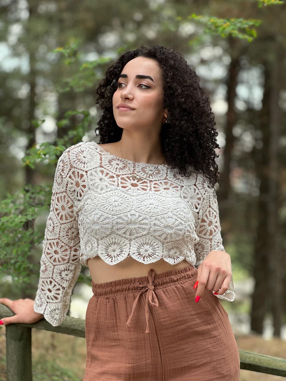 Dantel Crop Bluz 