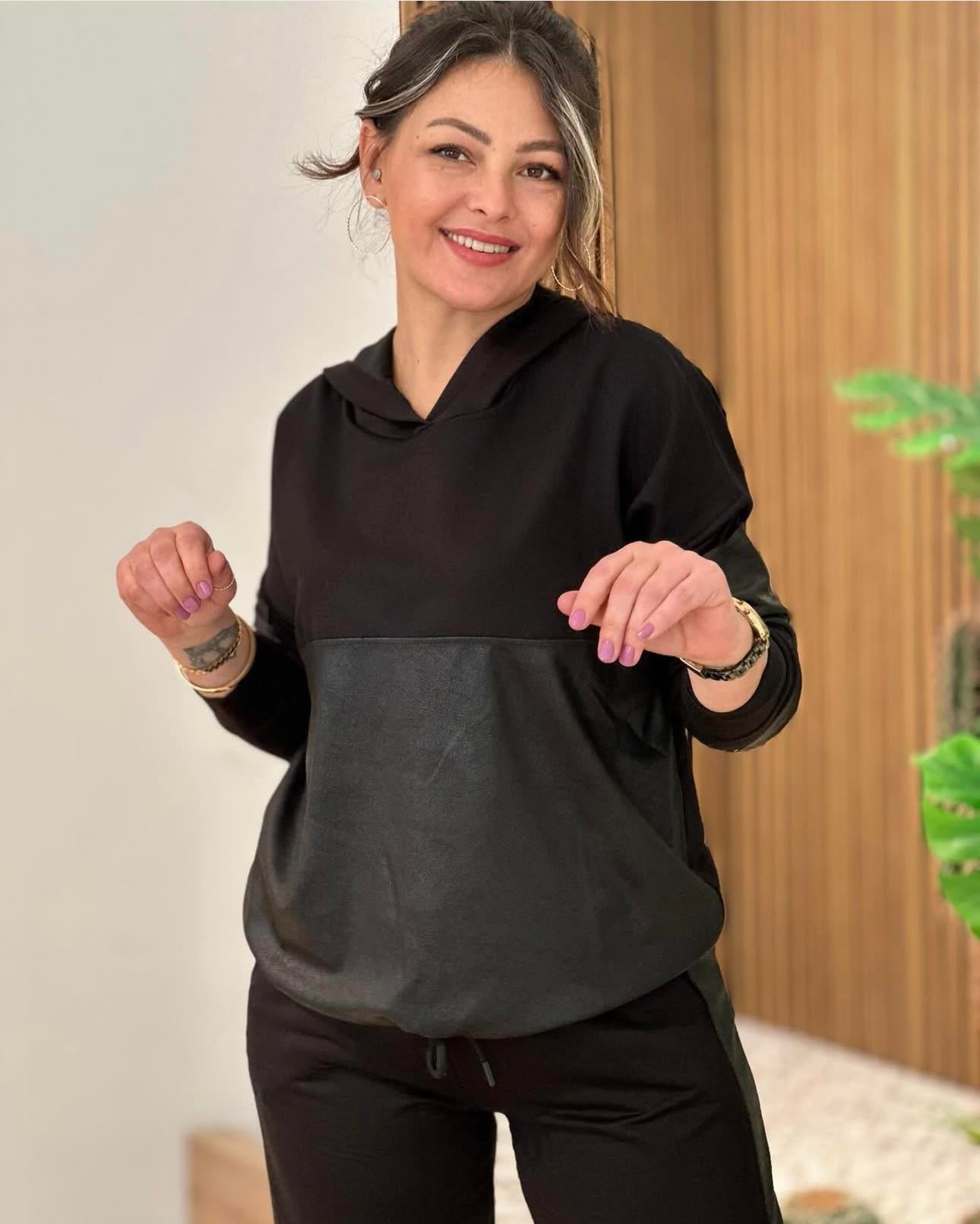 Deri Biyeli Eşofman Takımı