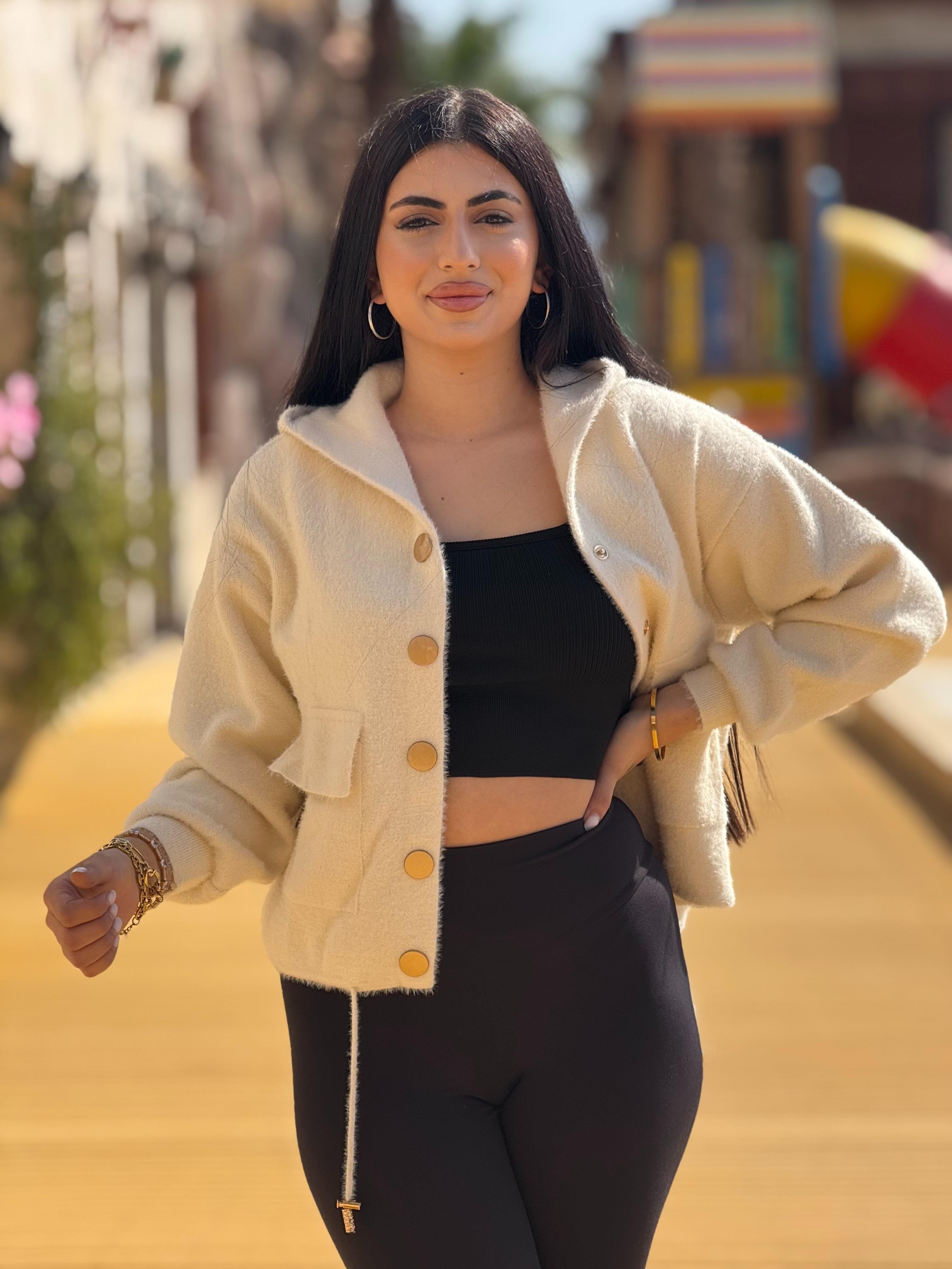 Ekru Angora Hırka 