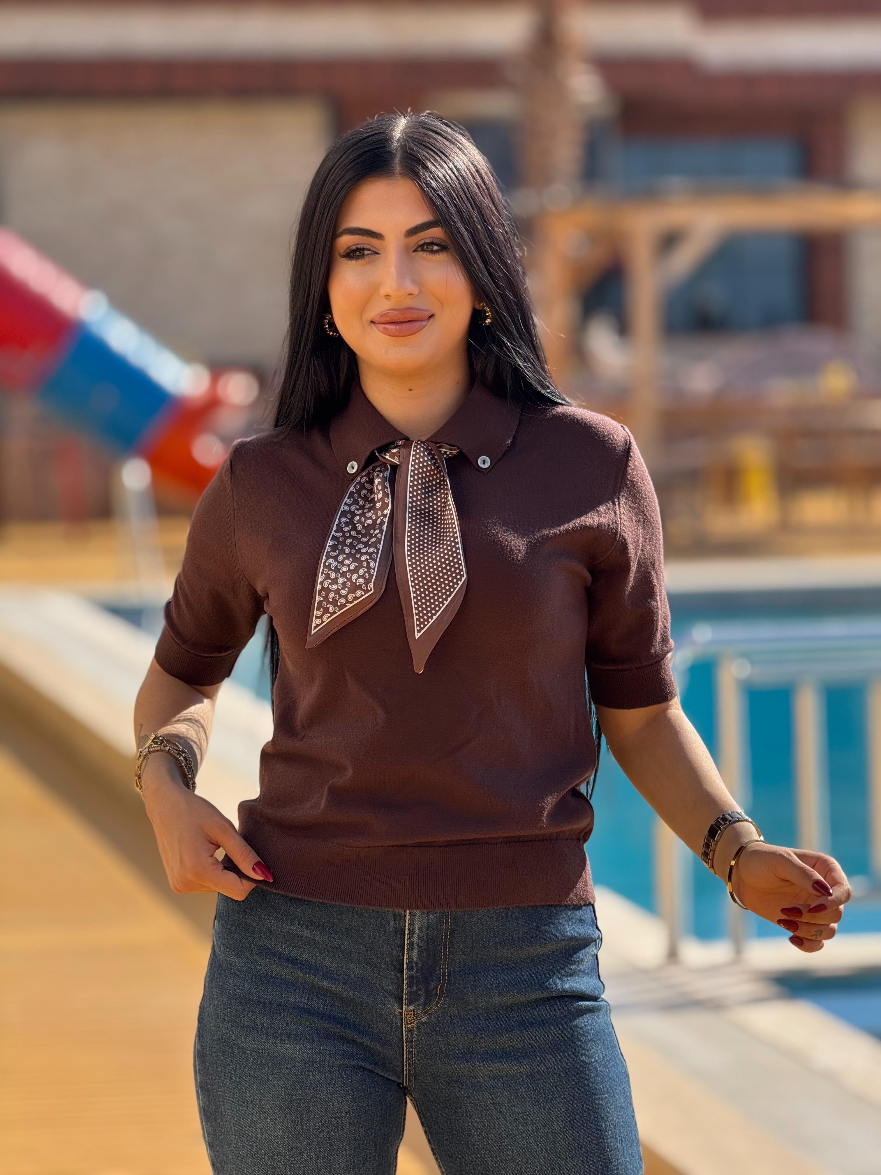 Flarlı Kahve Kazak