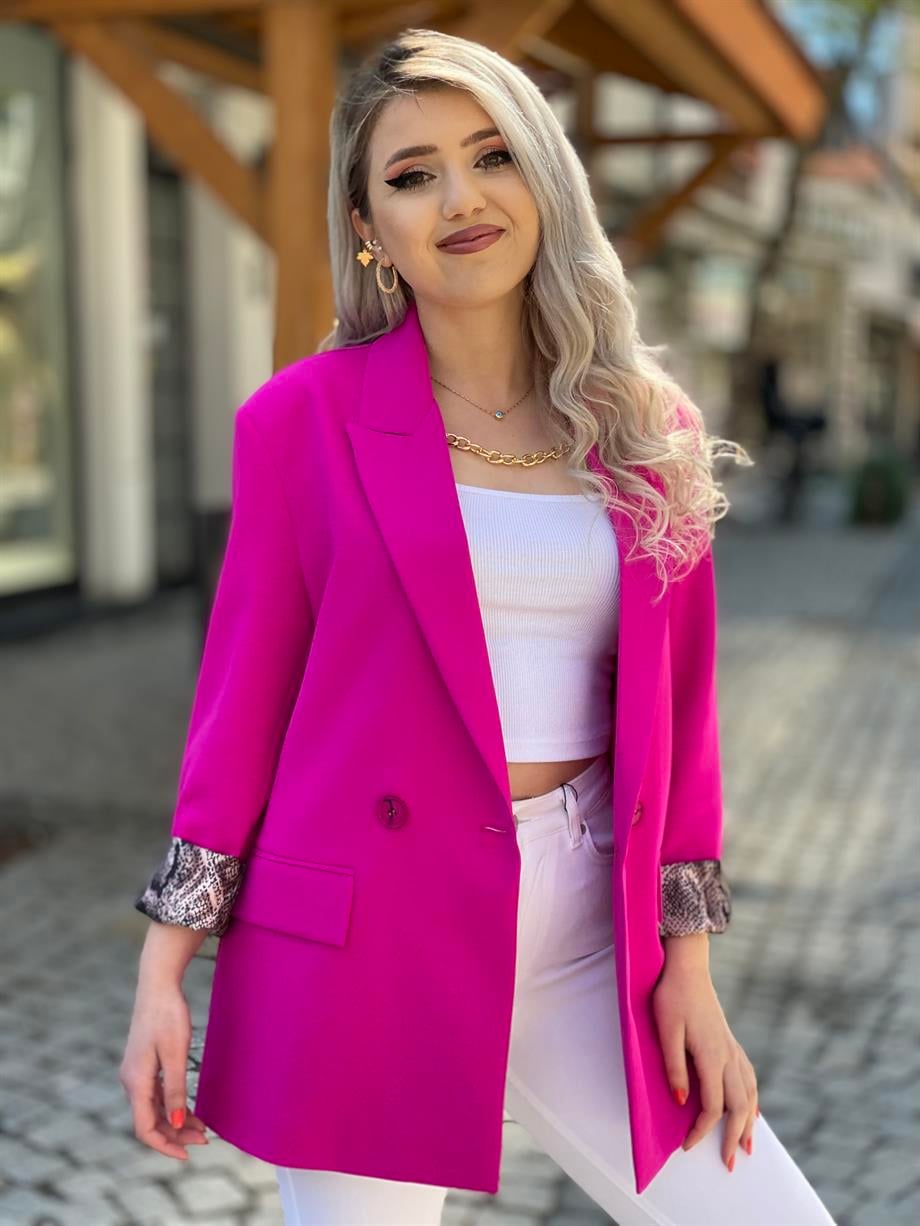 Fuşya Oversize Blazer Ceket