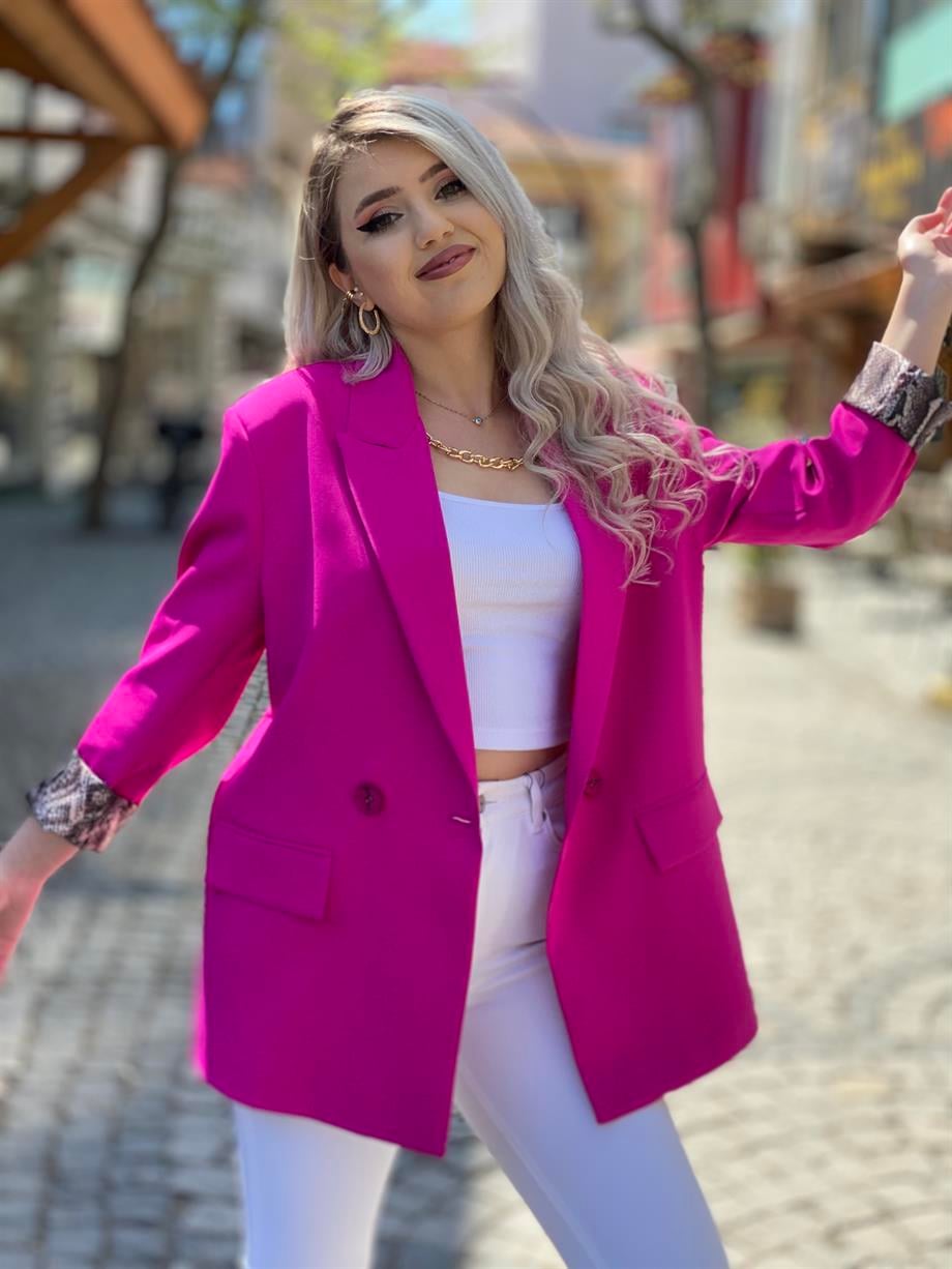 Fuşya Oversize Blazer Ceket