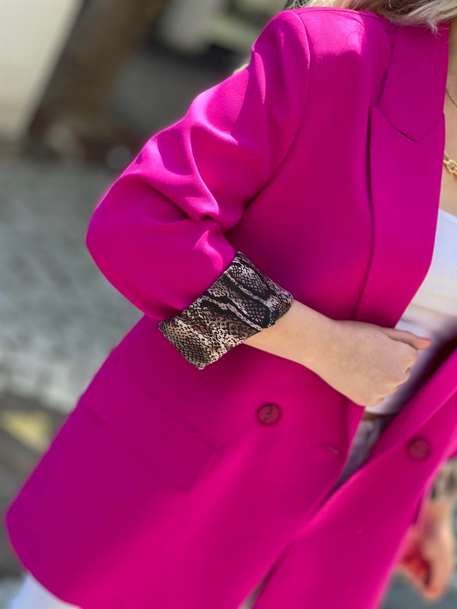 Fuşya Oversize Blazer Ceket