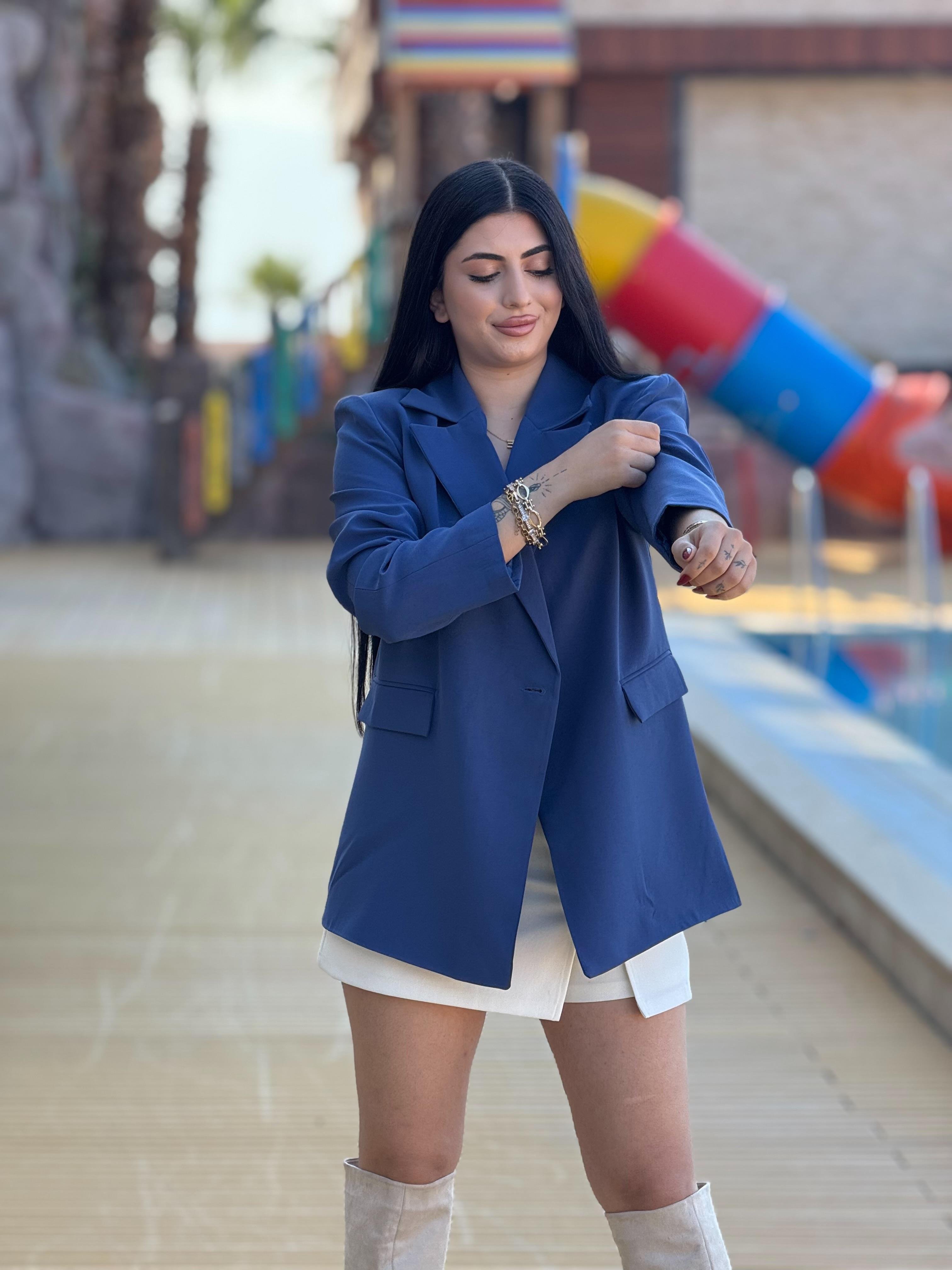 Indigo Oversize Blazer Ceket