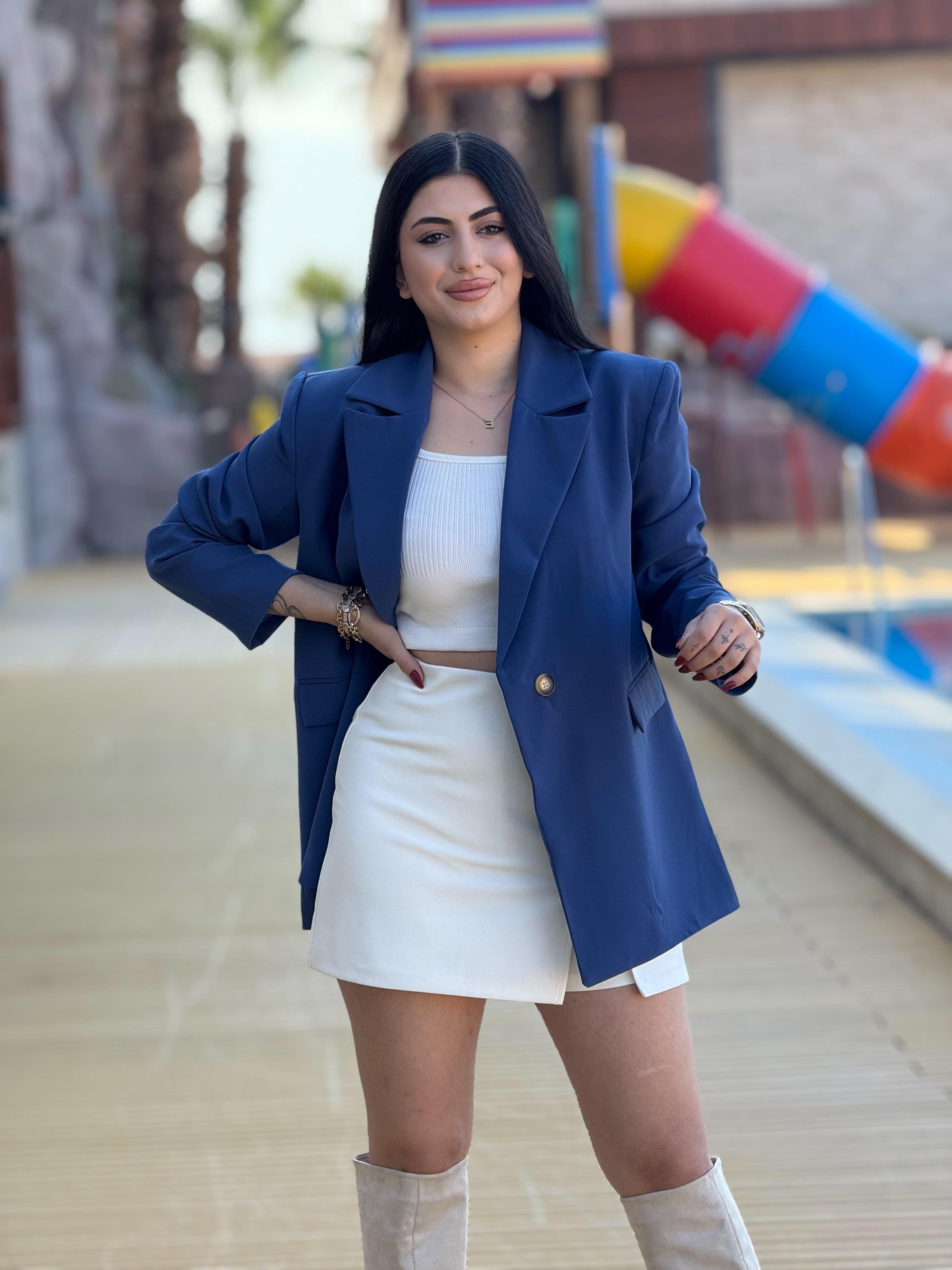 Indigo Oversize Blazer Ceket
