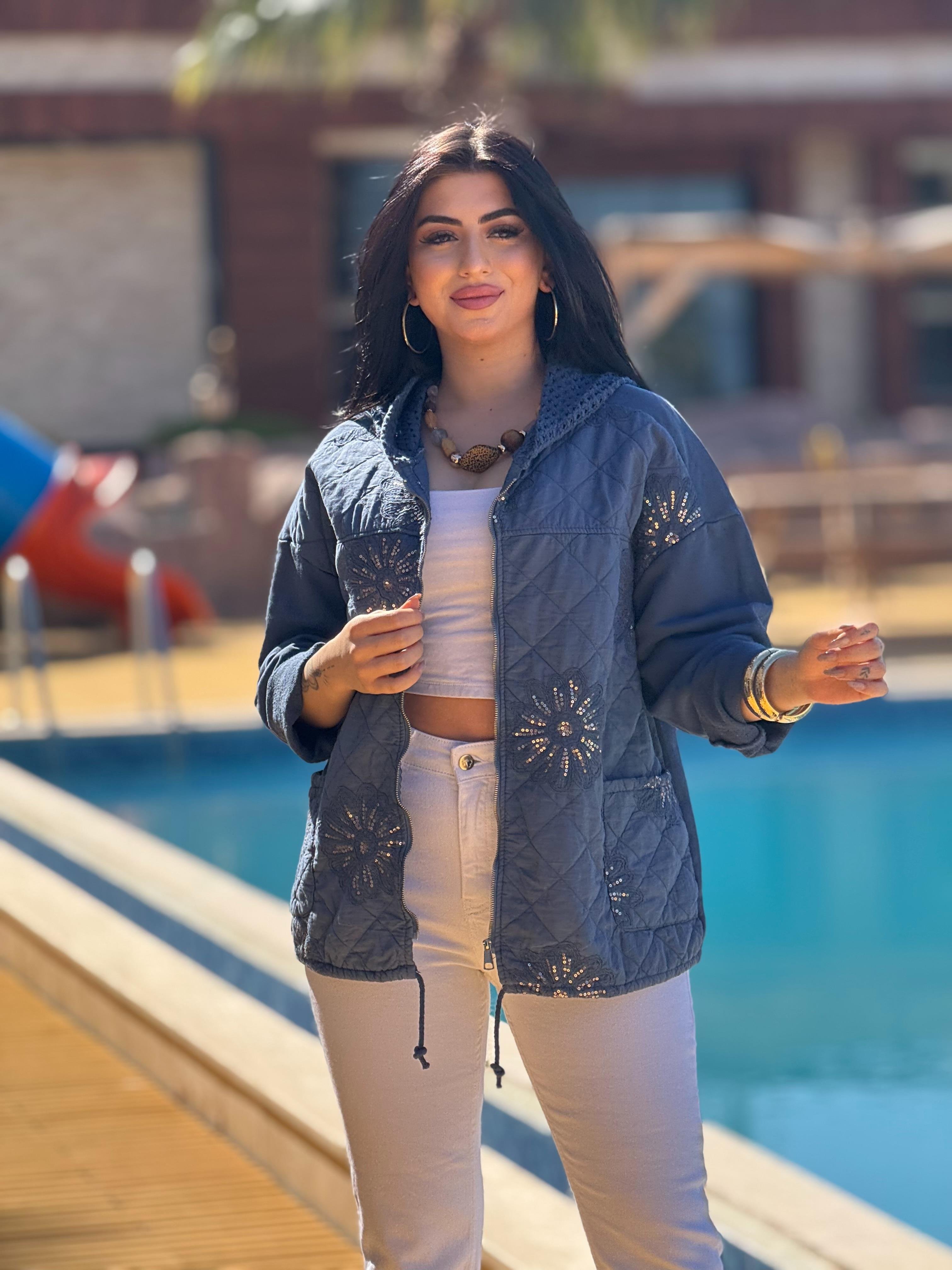 İthal İşlemeli Indigo Ceket