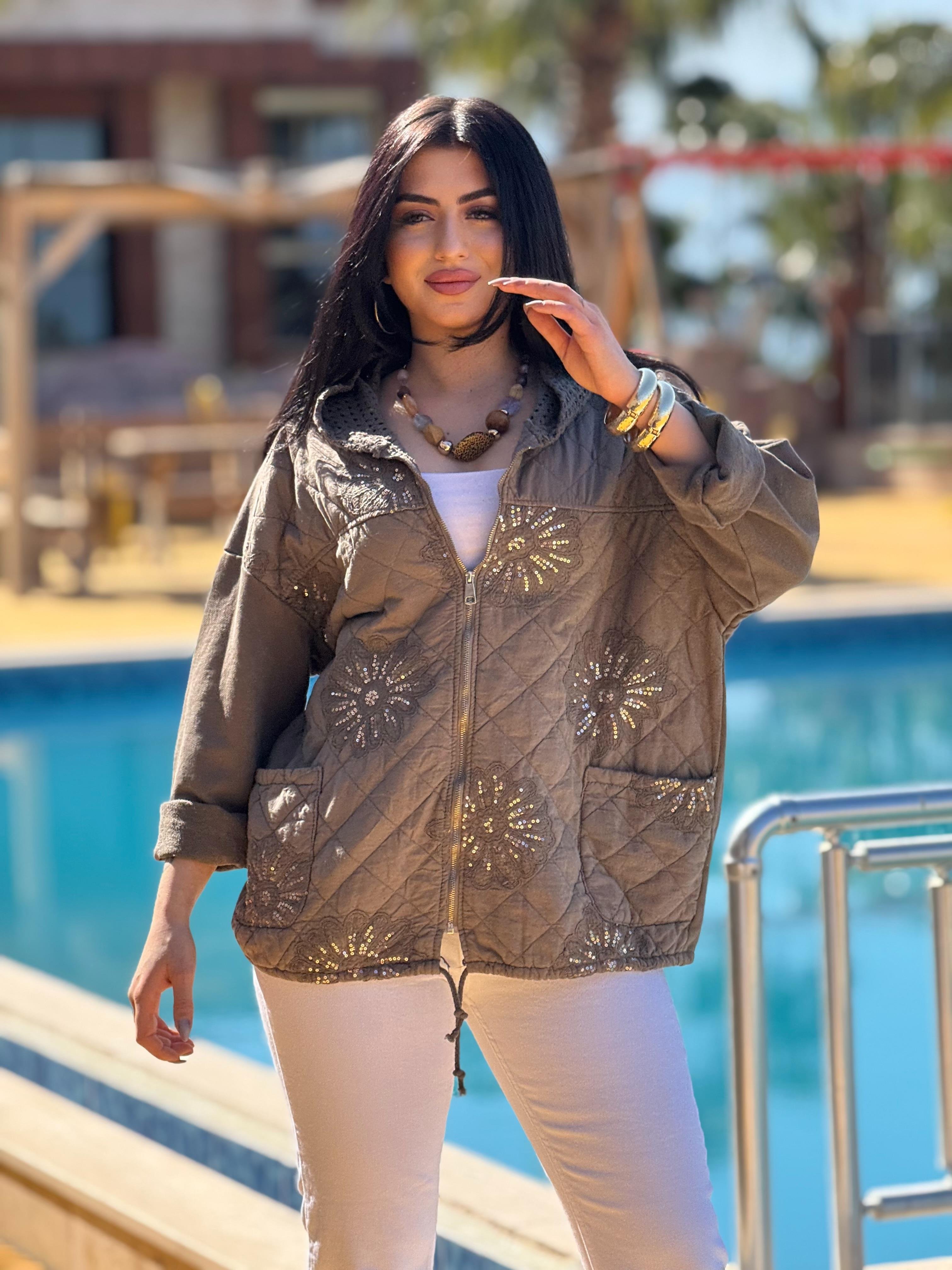 İthal İşlemeli Vizon Ceket