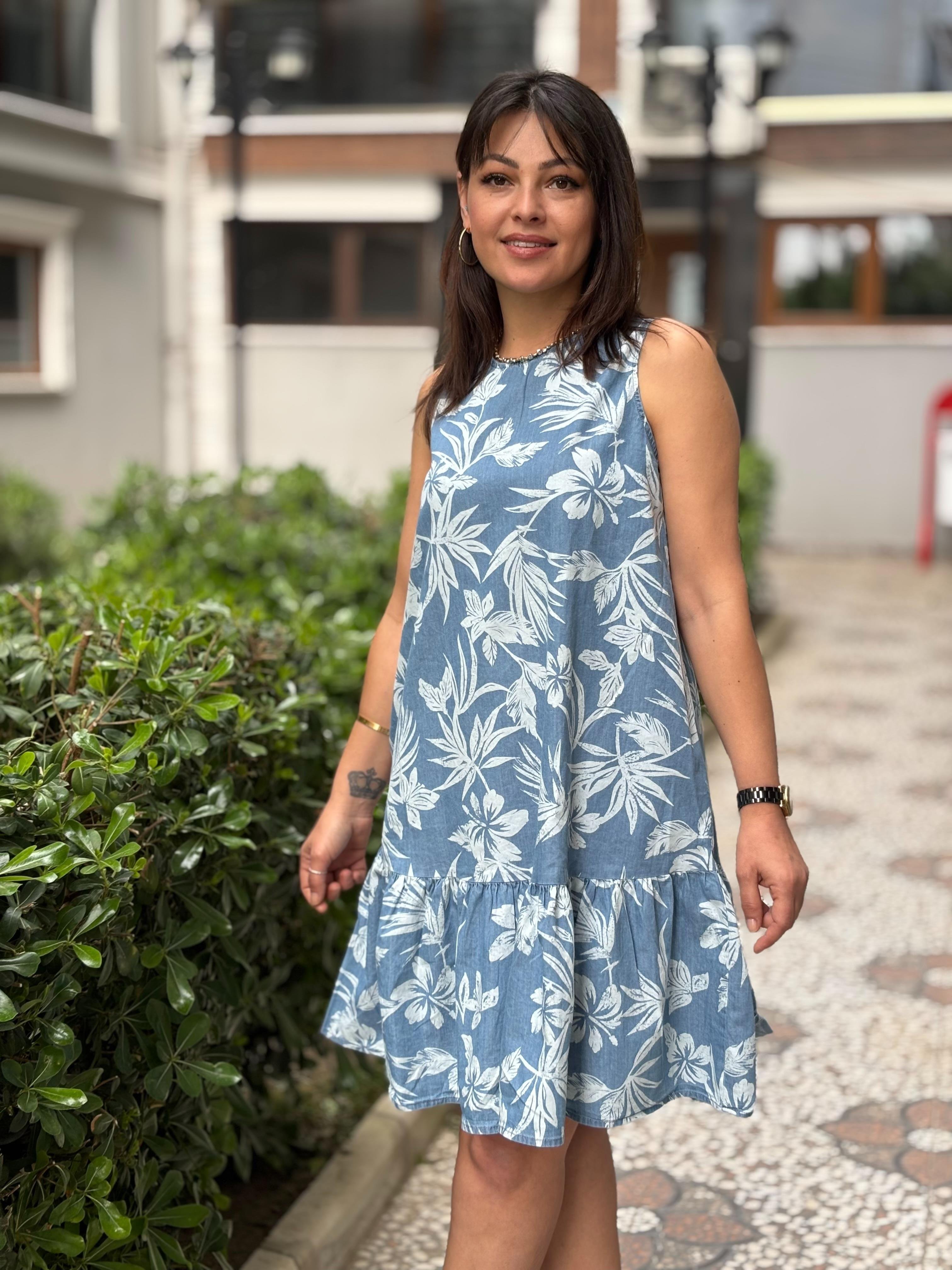 Jean Elbise Yaprak Desen