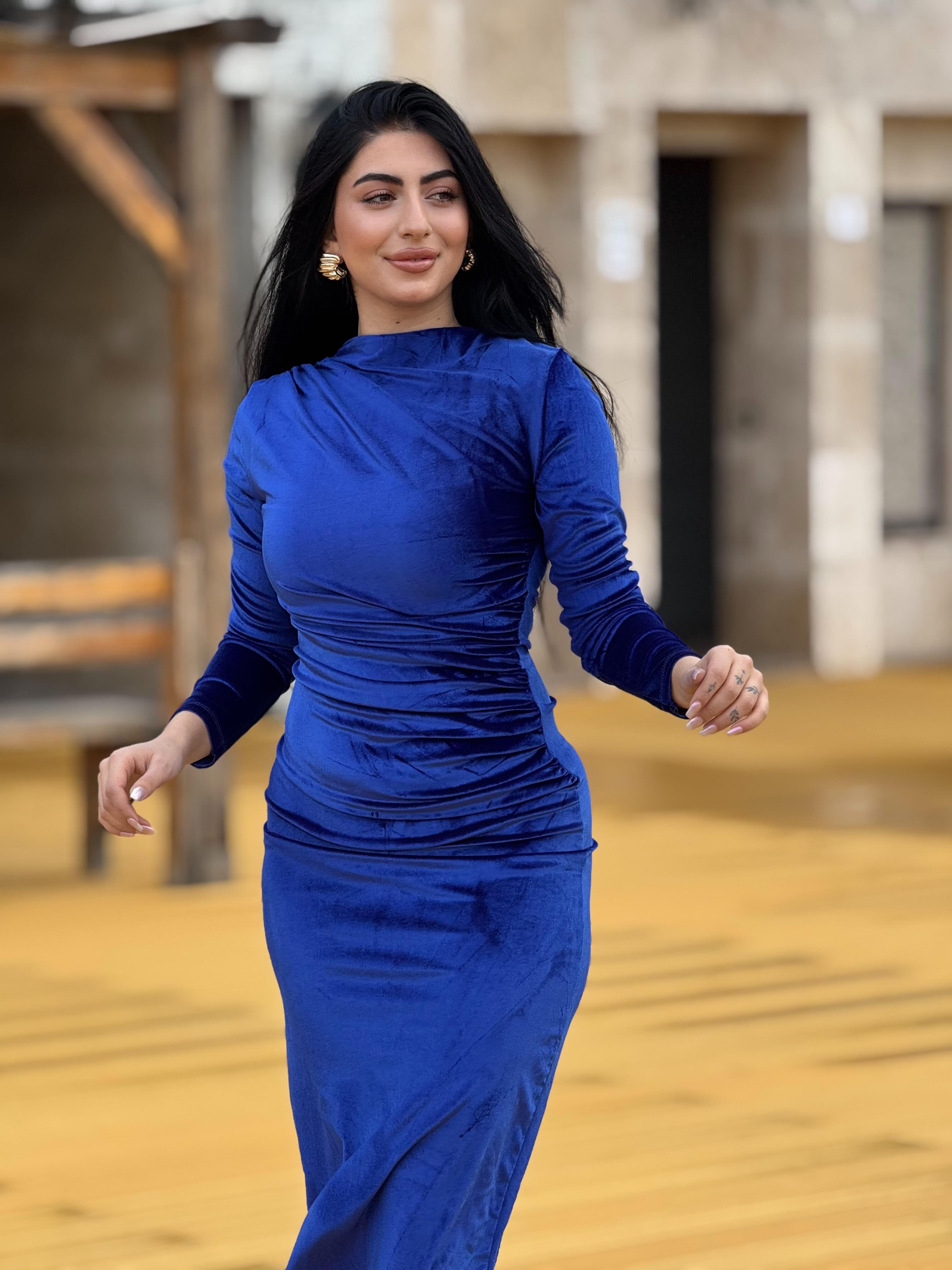 Kadife Elbise Saks 
