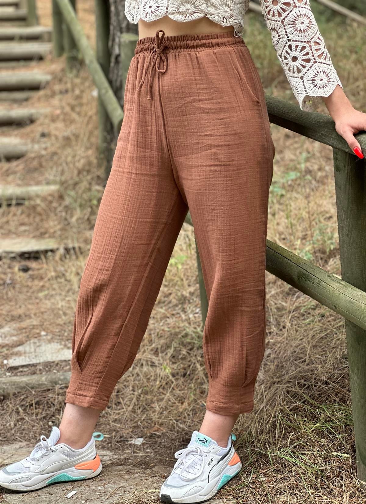 Kahve Keten Pantalon