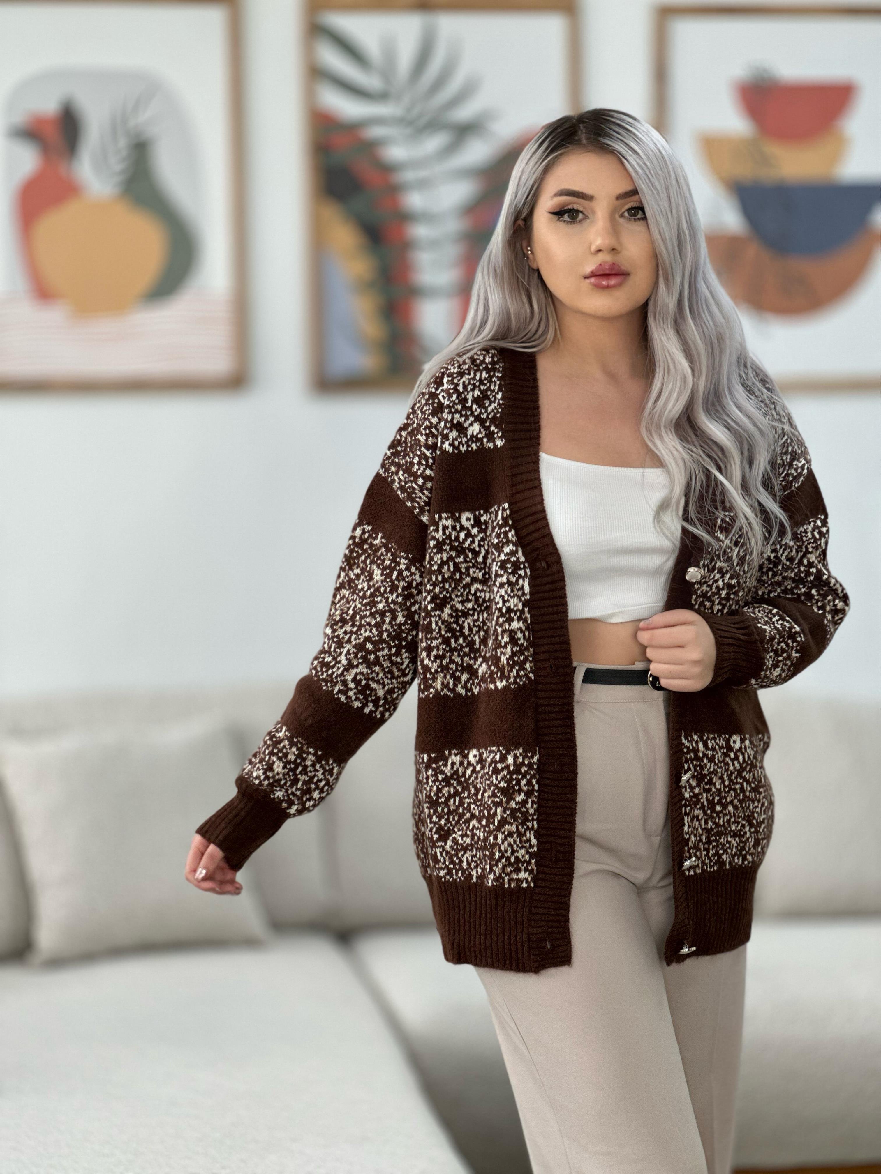 Kahve Kırçıllı Hırka 