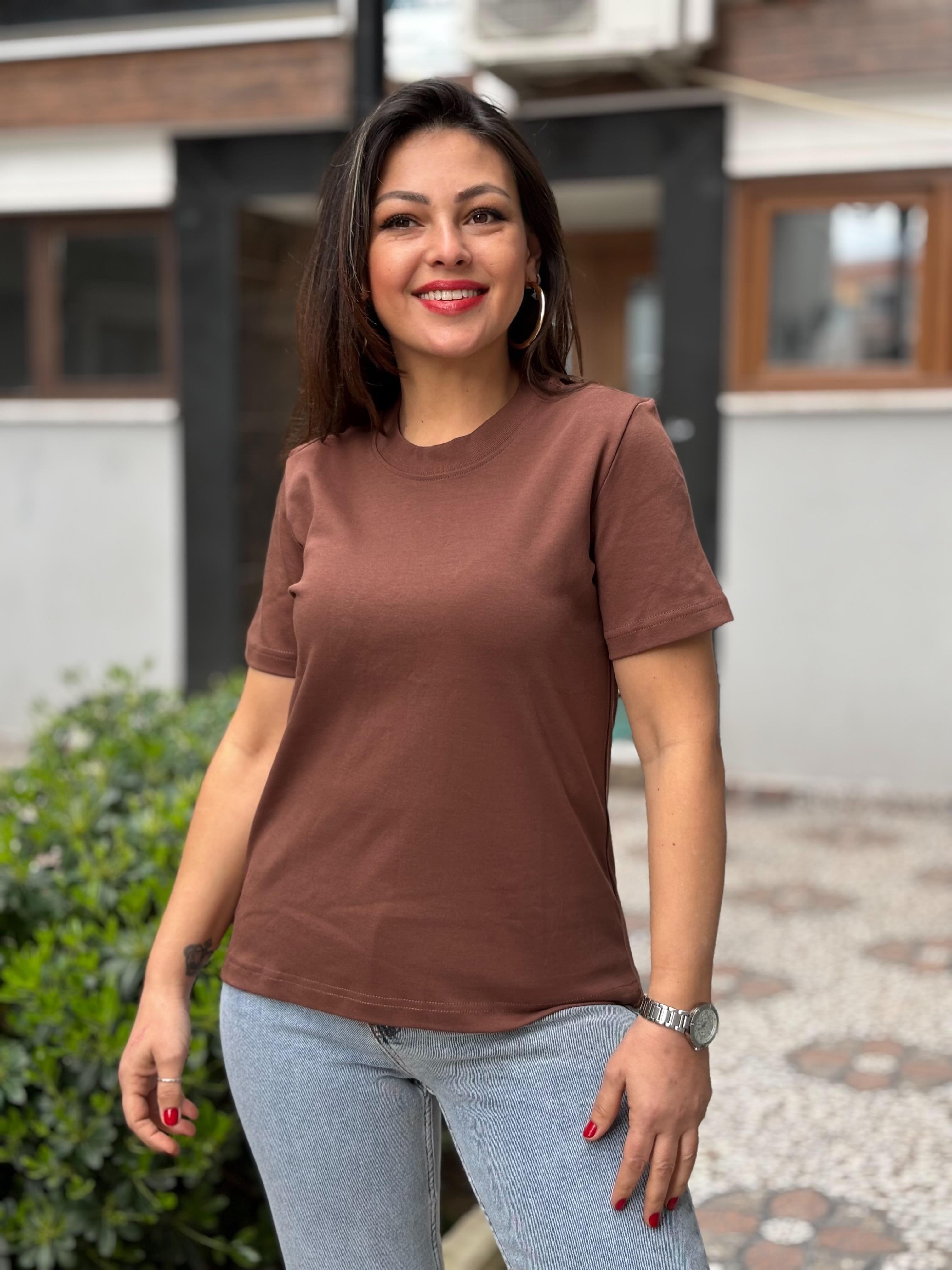 Kahve Orj Marka Basic Tişört