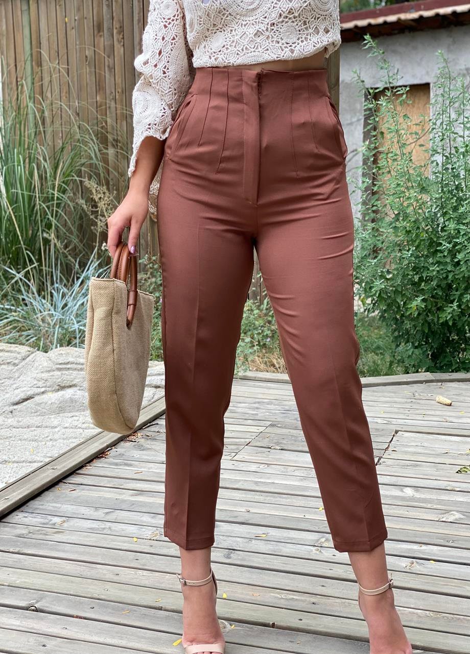 Kahve Orj Zr  Pensli Pantalon 