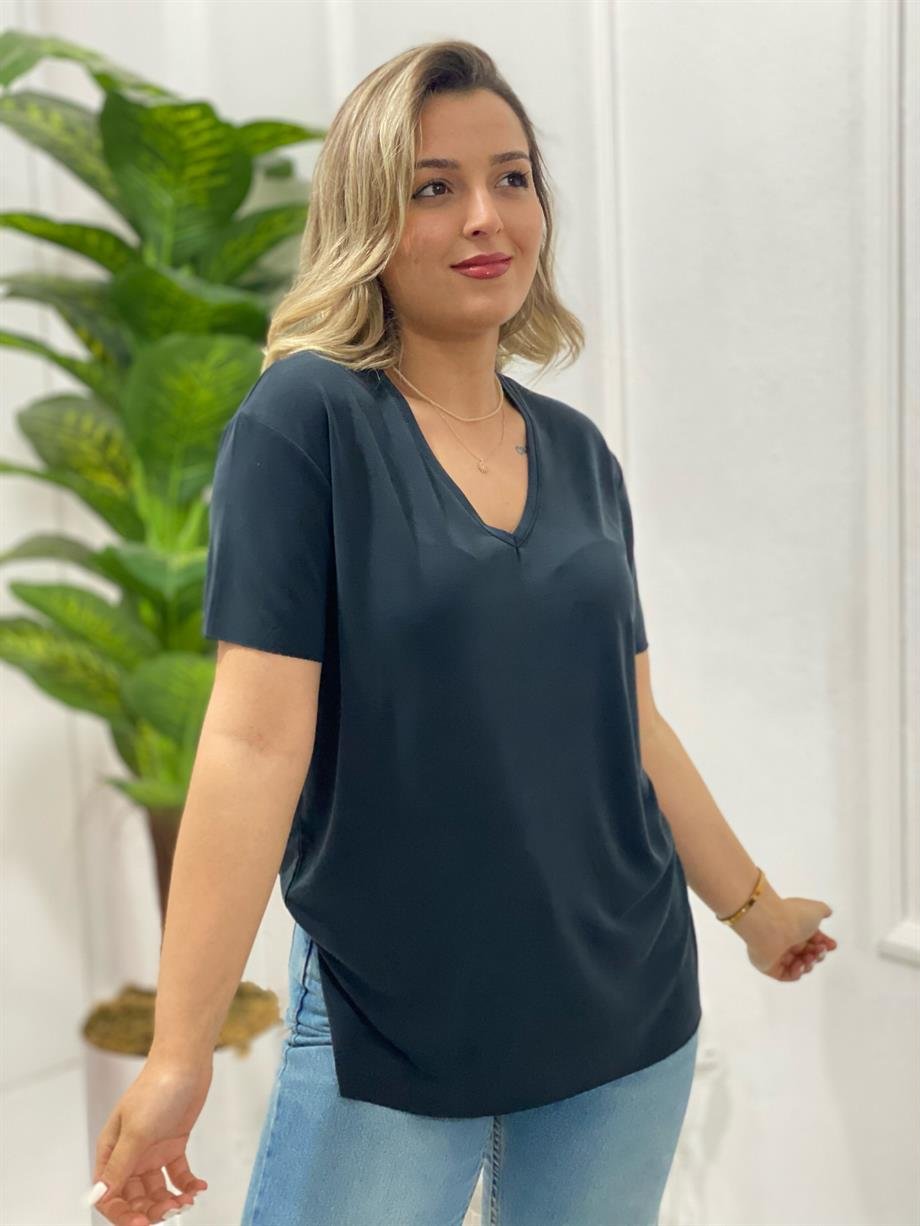 Karol Oysho Kumaş Füme V Yaka Tişört