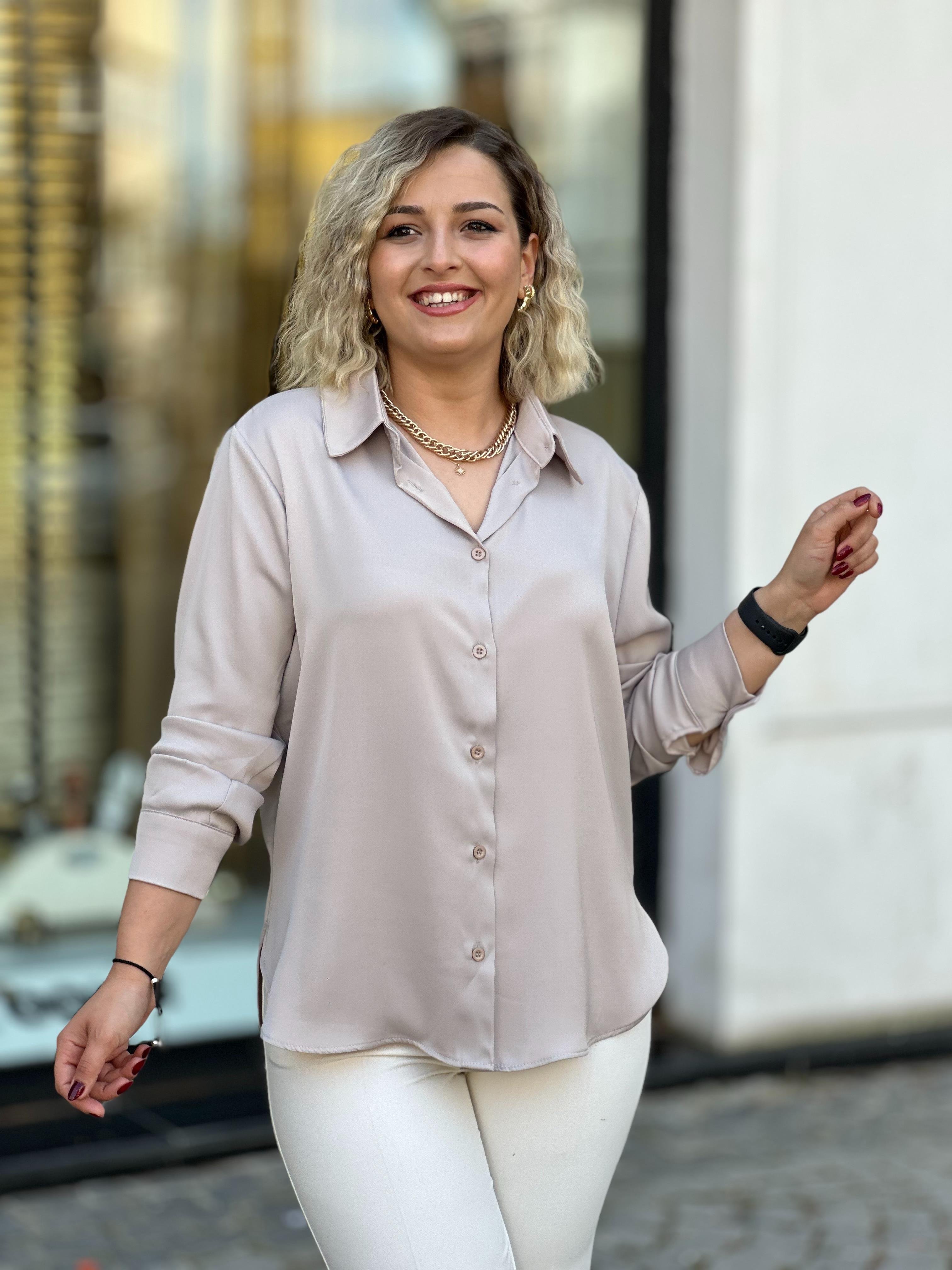 Karol Pamuk Saten Vizon Gömlek