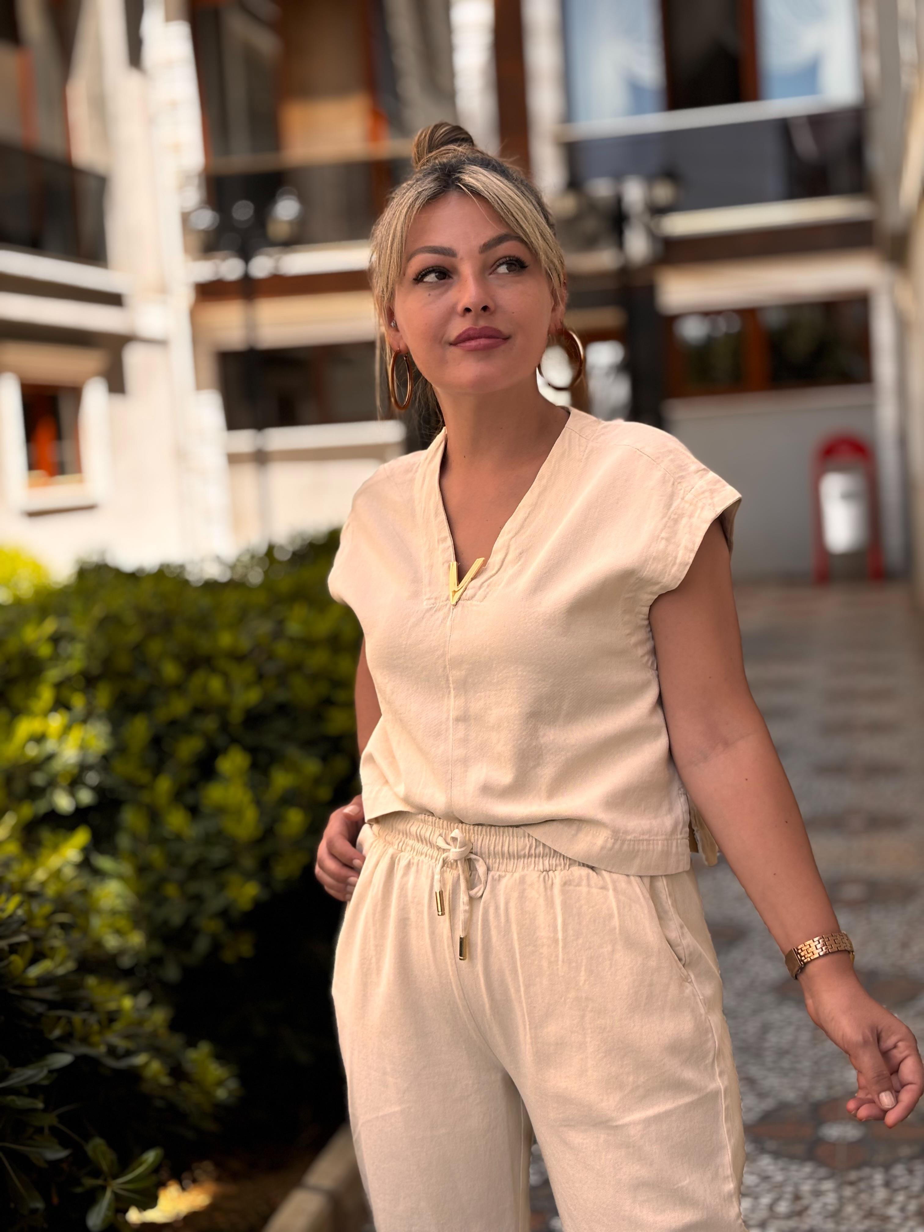 Keten Gold Detaylı Taş Takım 