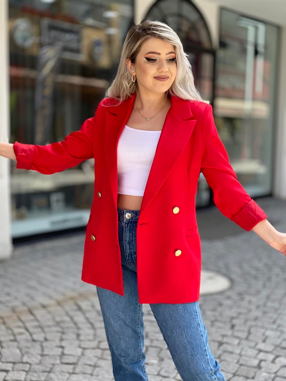 Kırmızı Blazer Ceket 