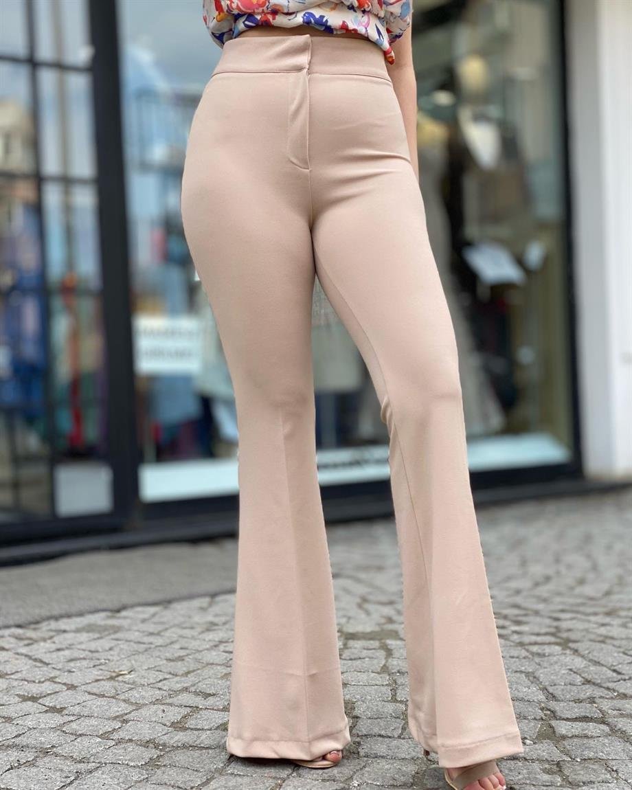 Krem İspanyol Paça Pantolon