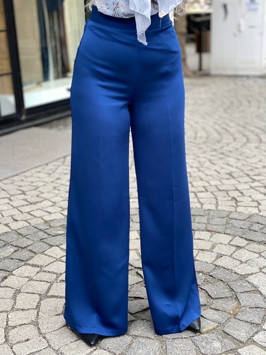 Lacivert Palazzo Crep Pantalon