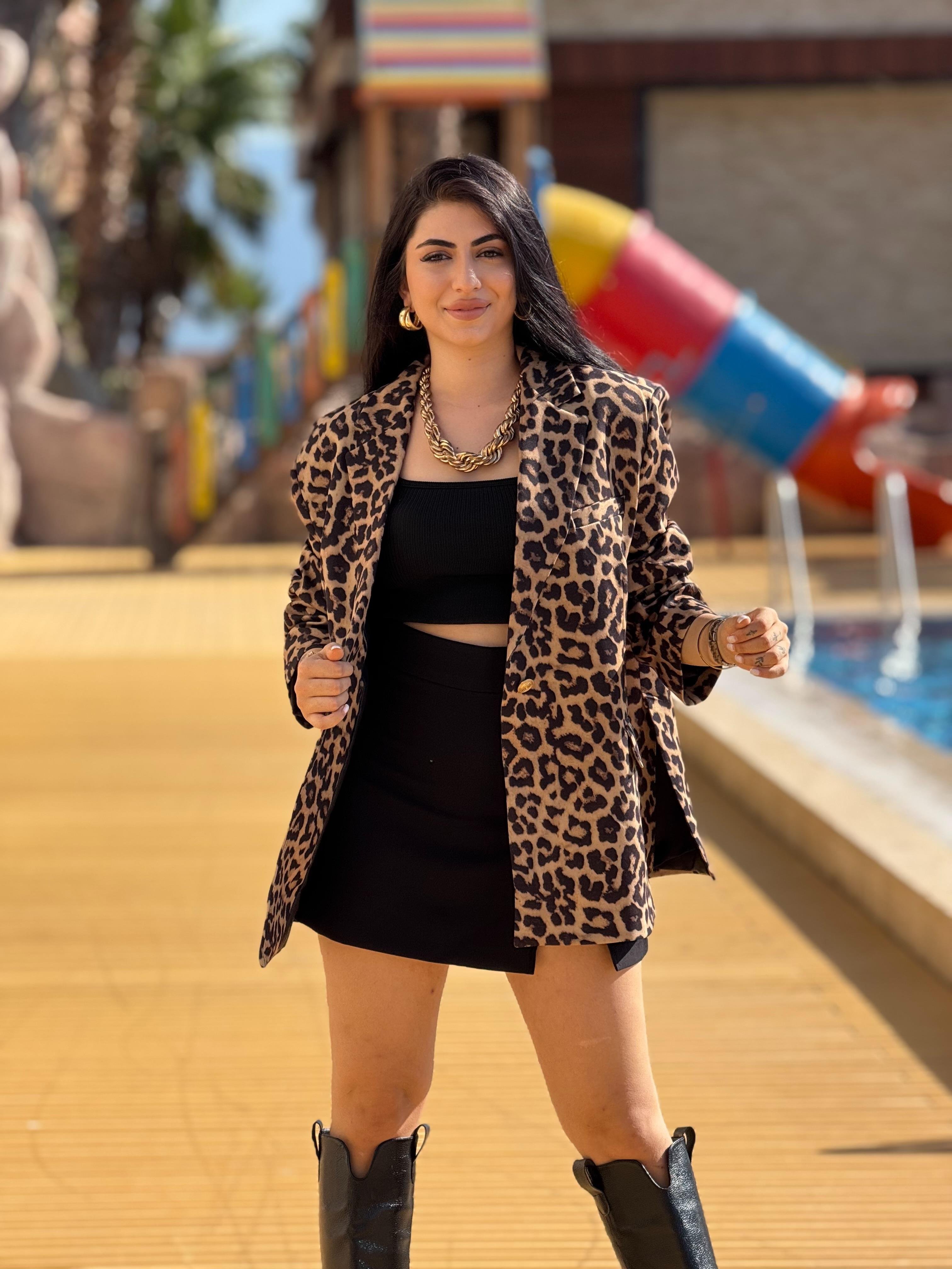 Leopar Oversize Ceket 