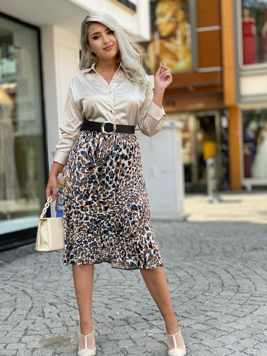 Leopar Pamuk Saten Etek