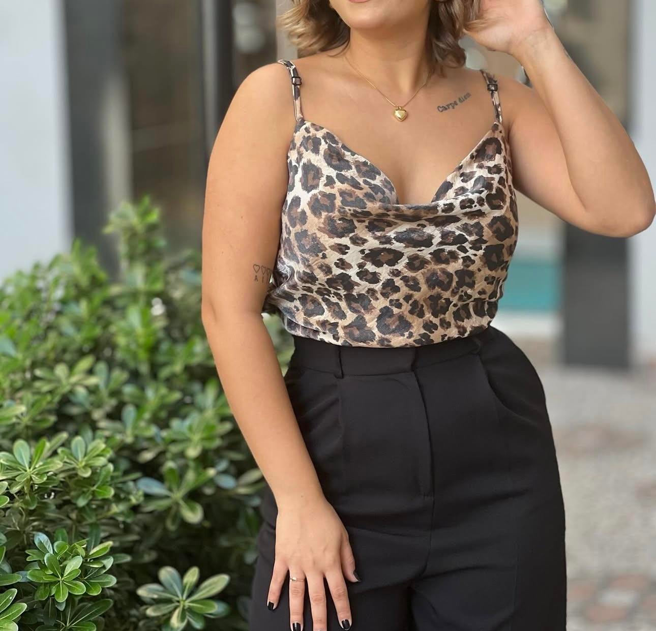 Leopar Saten Bluz