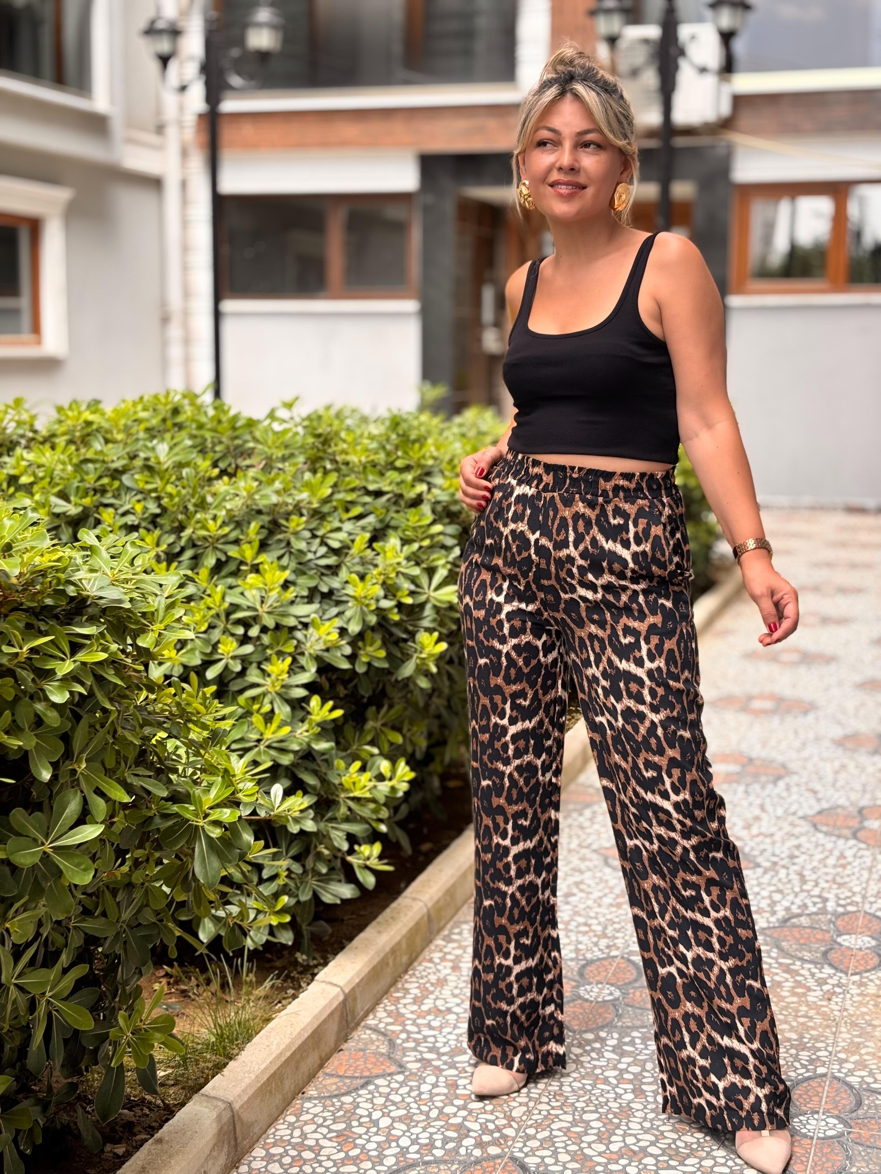 Leopar Yüksek Bel Pantalon 