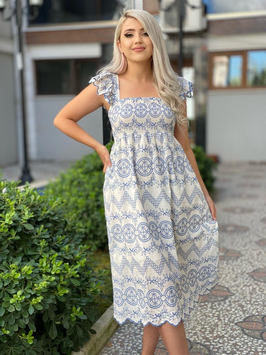 Nakış İşlemeli  Gipeli Fisto Elbise 