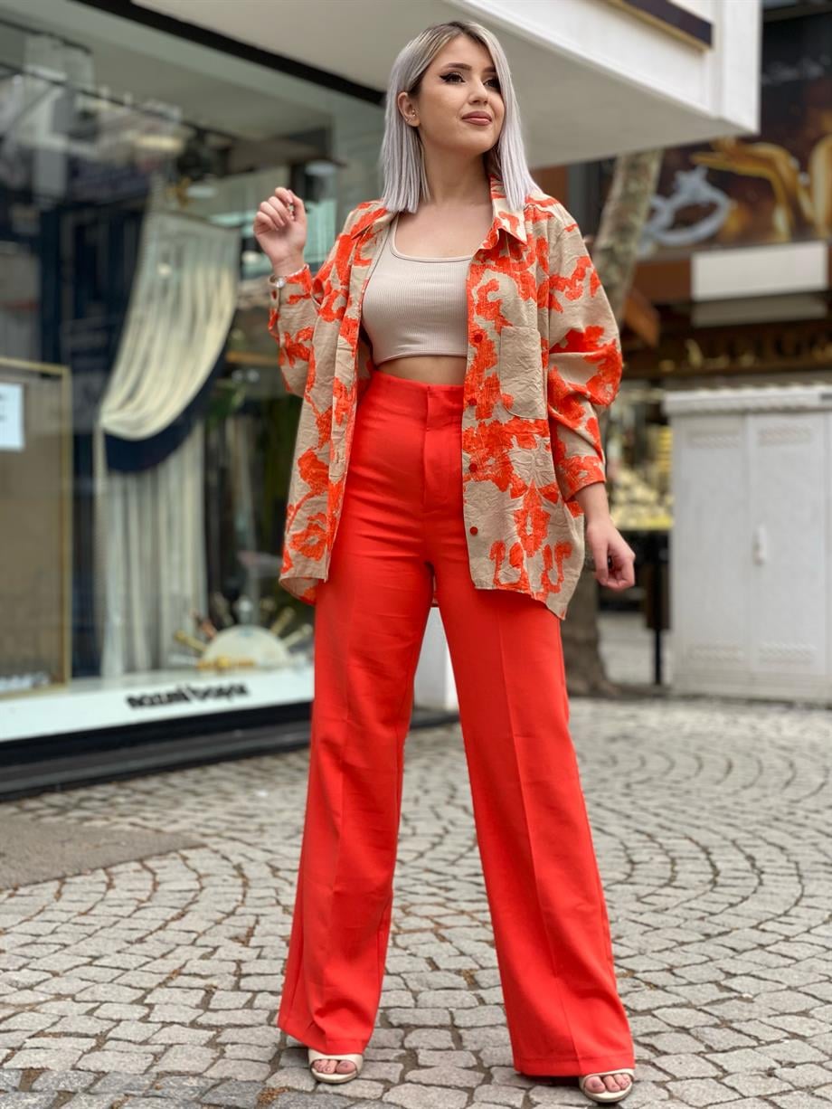 Nar Çiçeği Önü Pensli Pantalon 