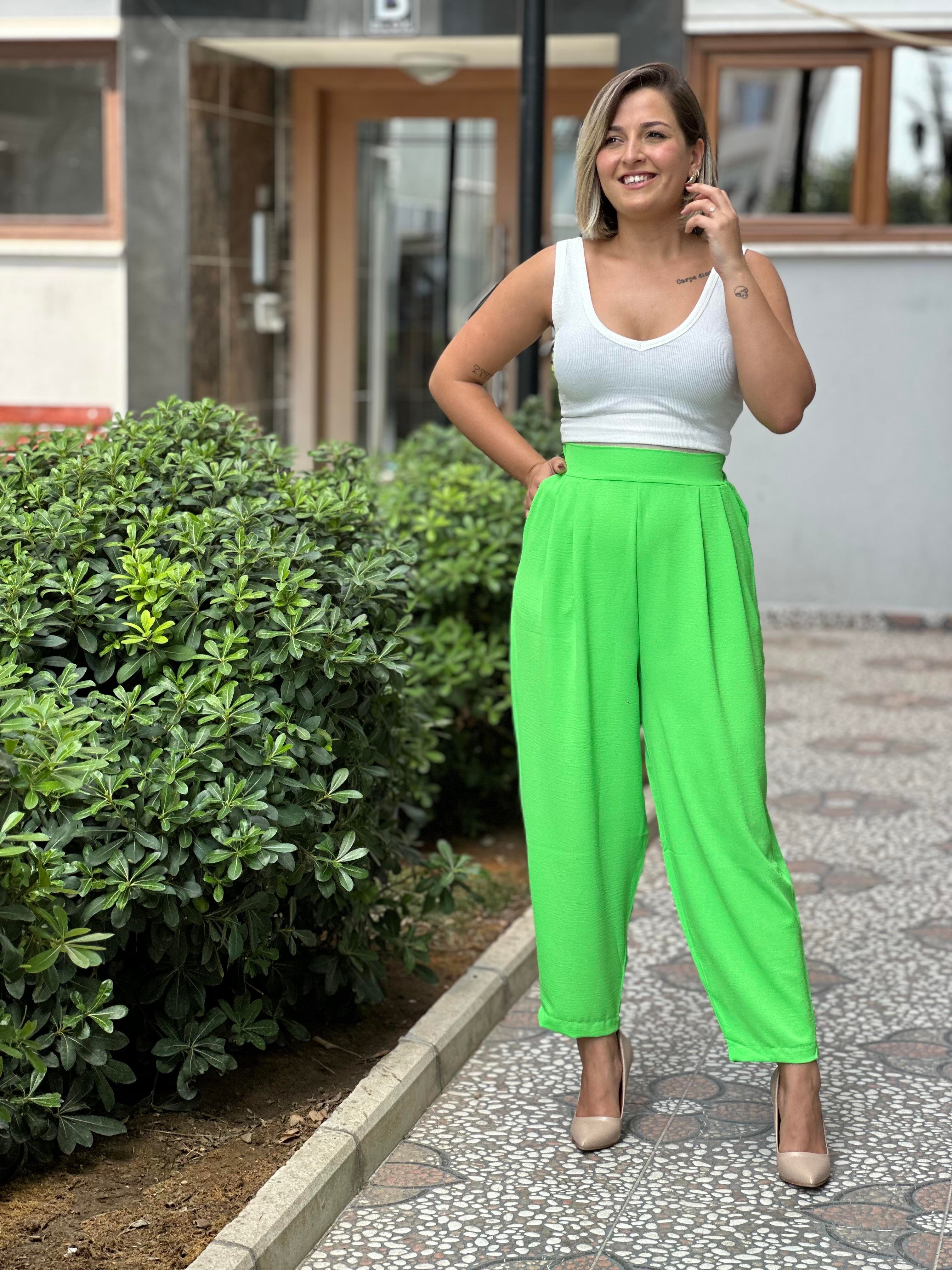 Neon Yeşil Şalvar Pantolon 