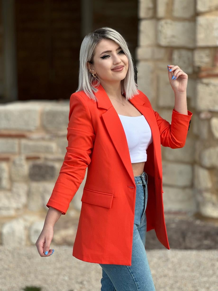 Oranj Tek Düğme Blazer Ceket
