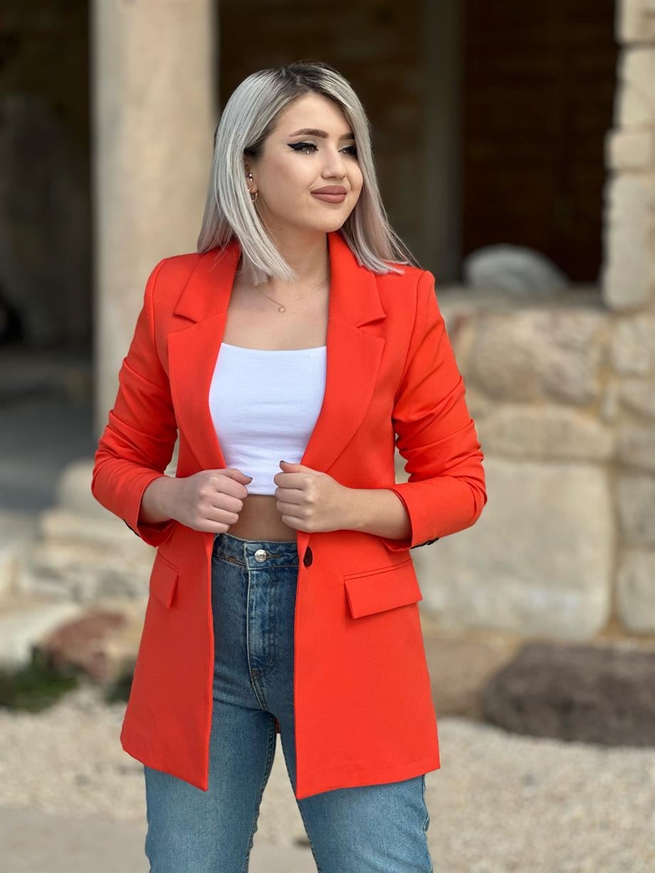 Oranj Tek Düğme Blazer Ceket
