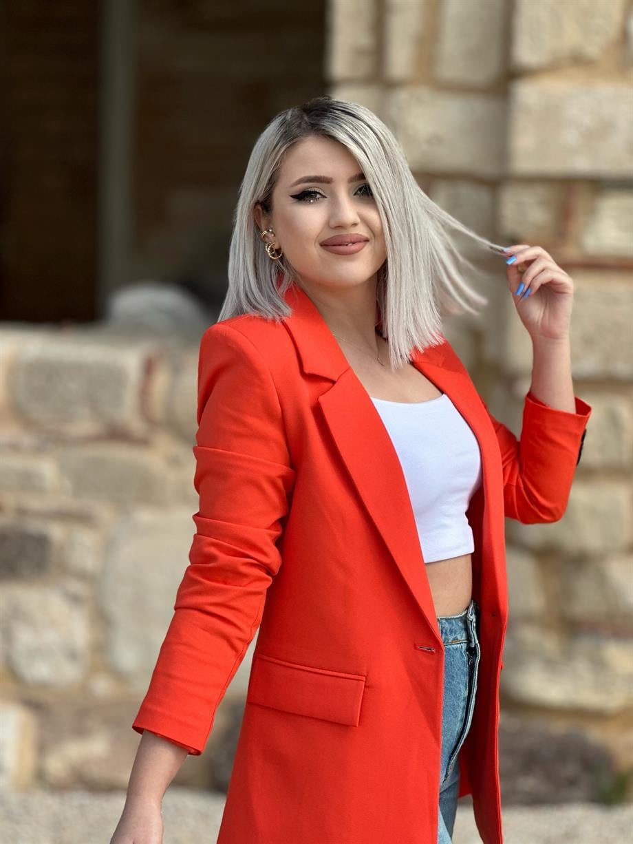 Oranj Tek Düğme Blazer Ceket