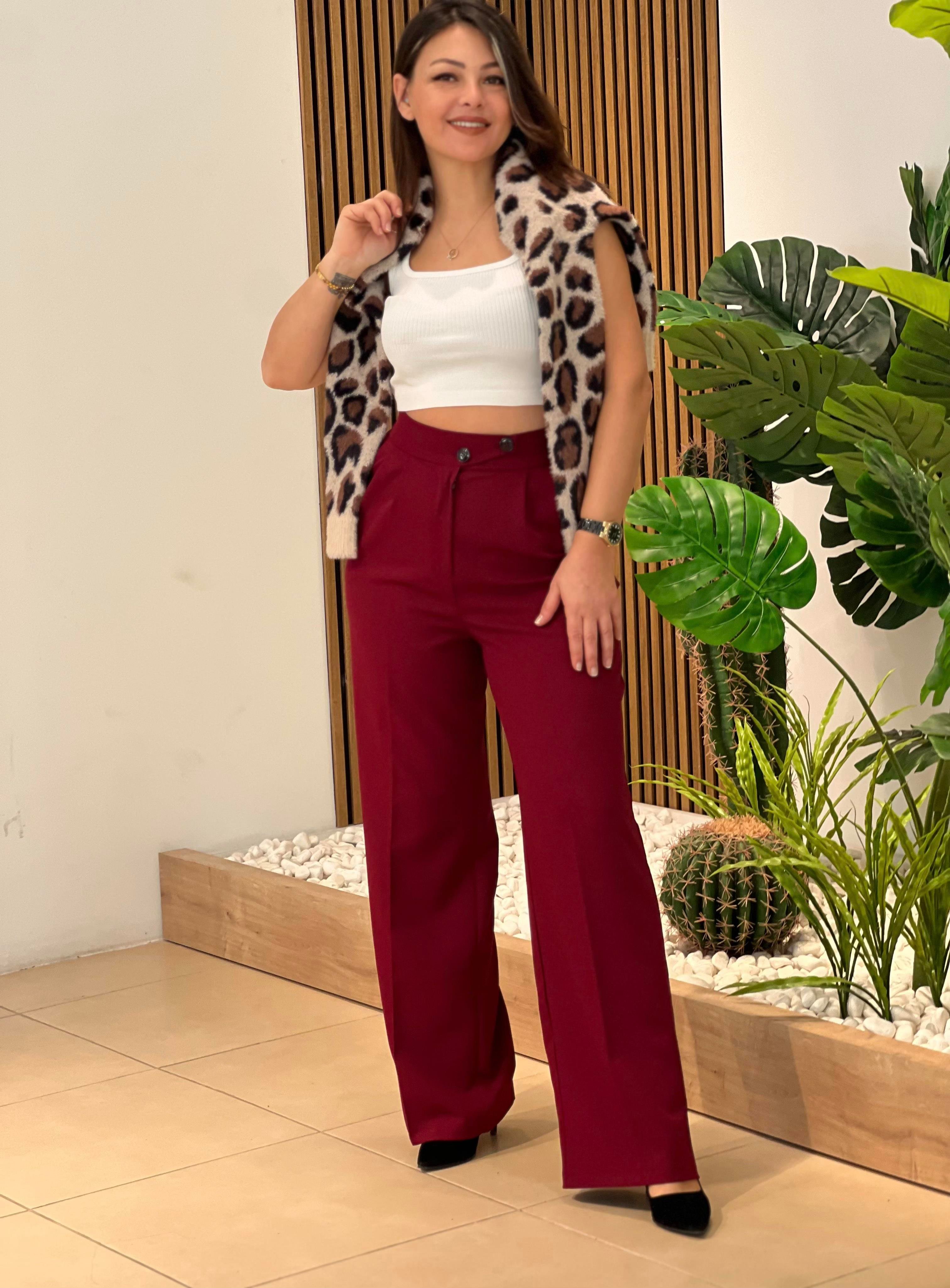 Orj Marka Bordo Palazzo Pantalon