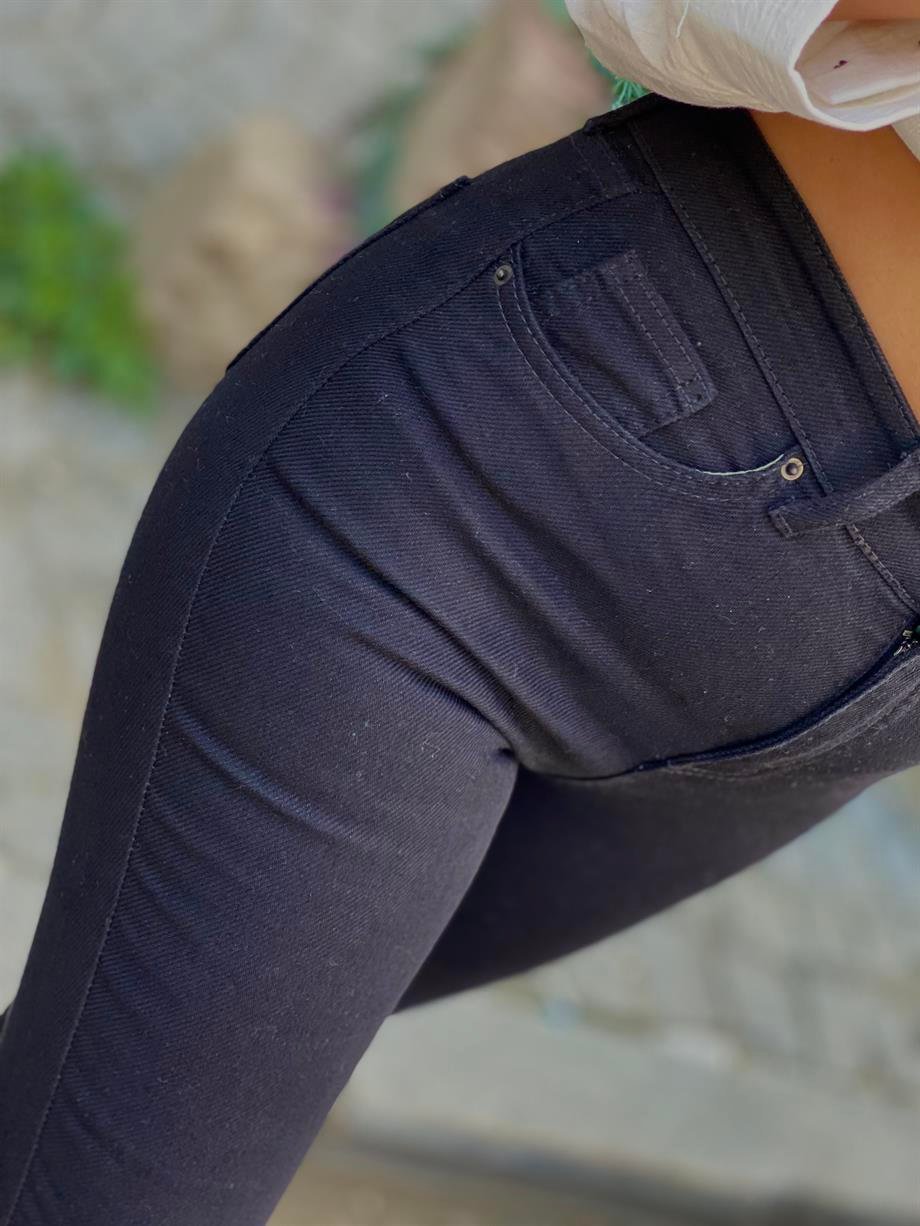 Örme Yüksek Bel Siyah Skinny Jean