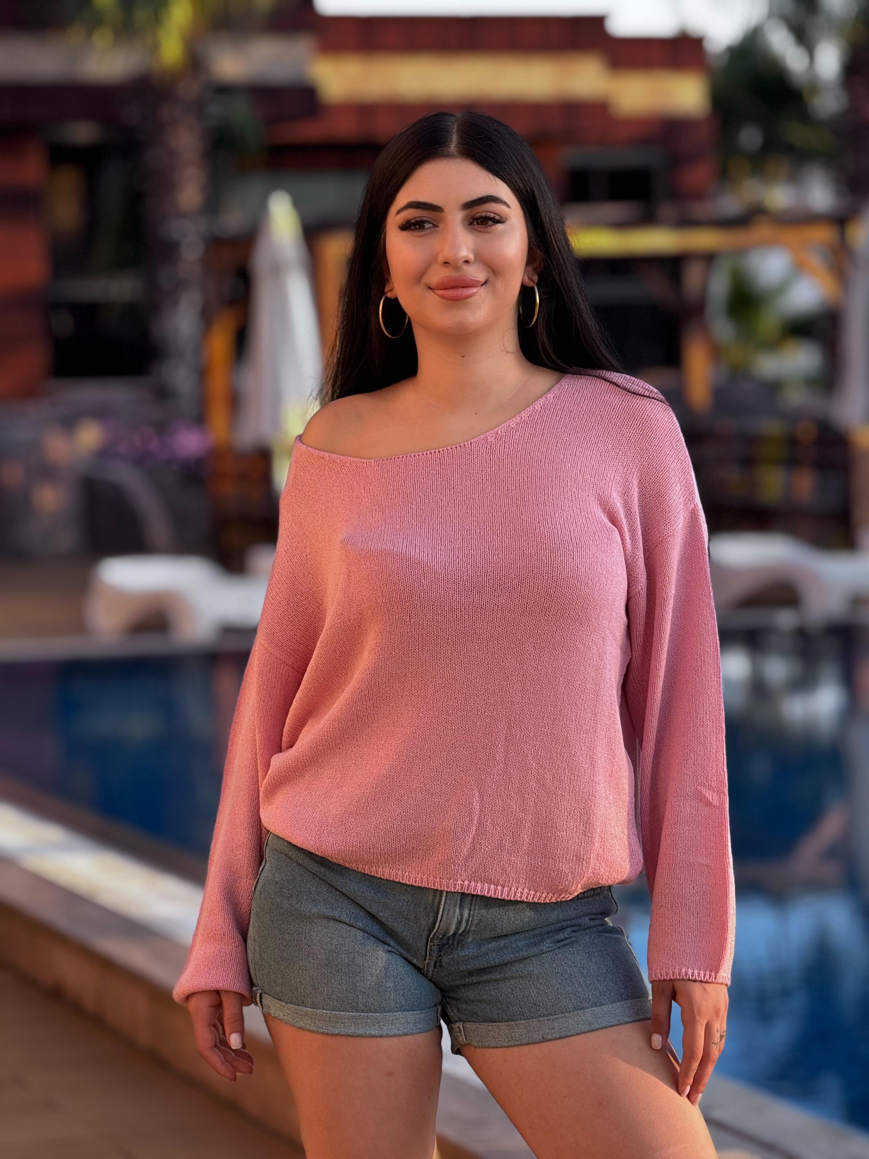 Oval Yaka Dilvin Merserize Pembe