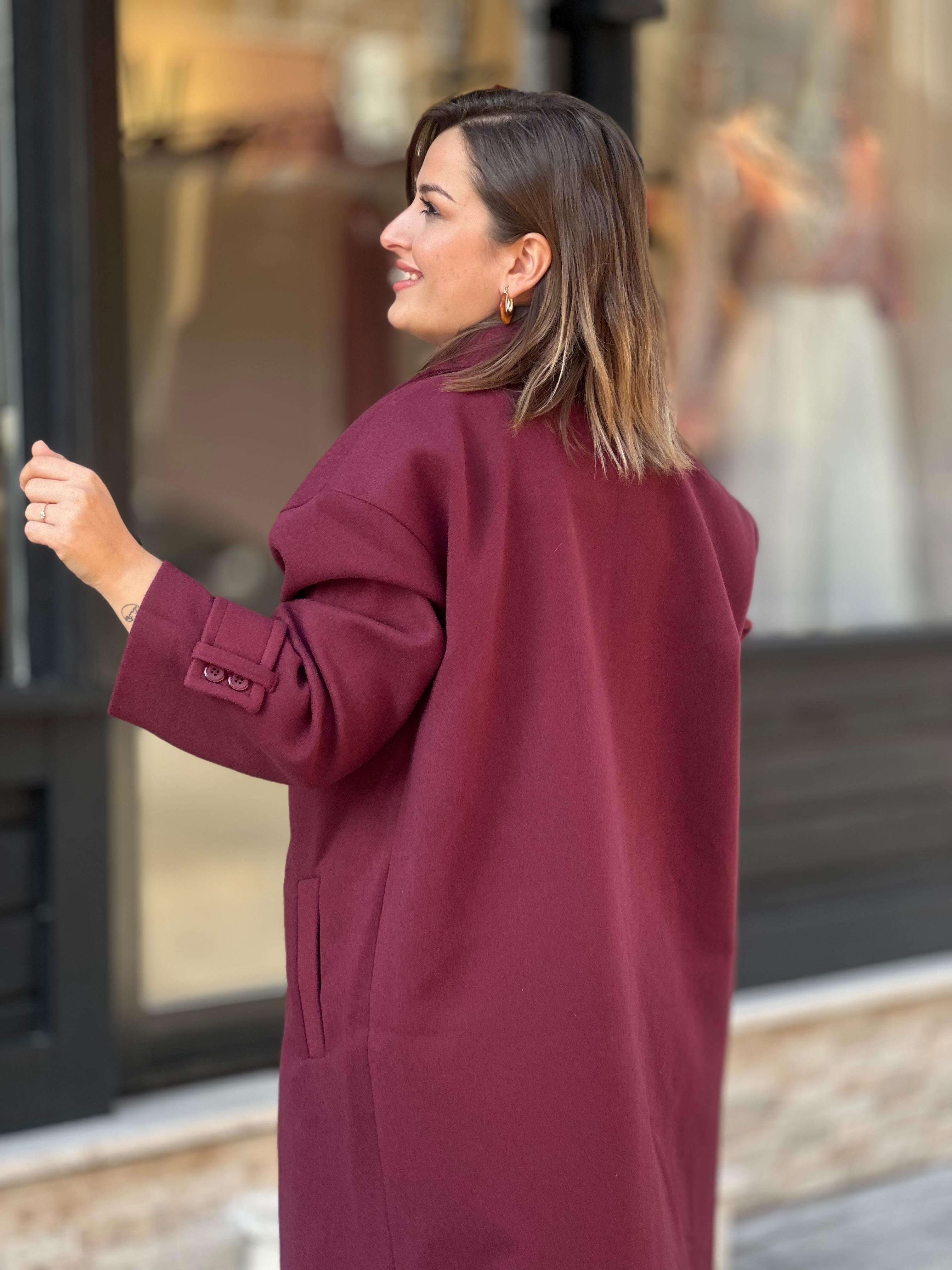 Oversize Kruvaze Bordo Kaban