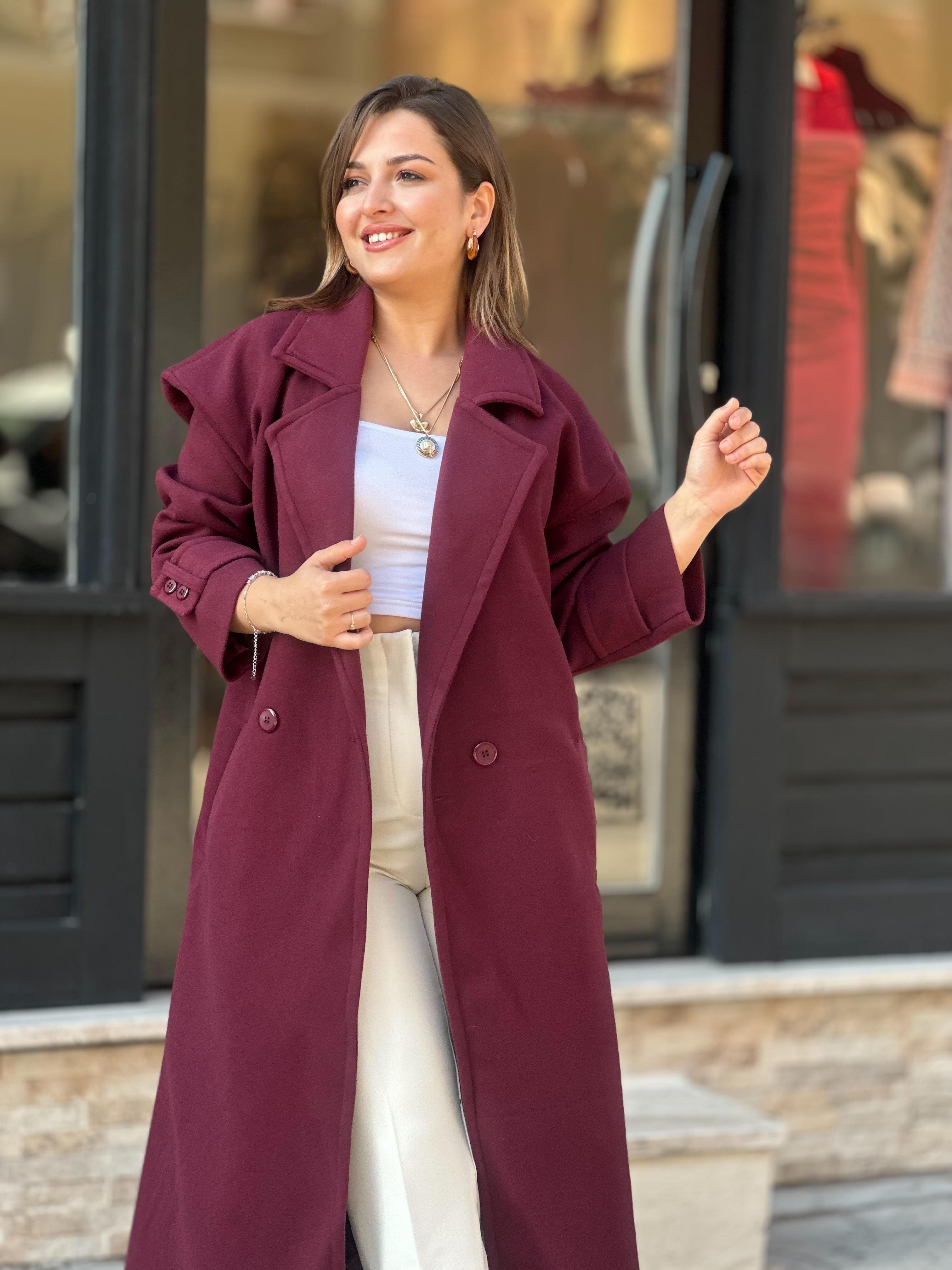 Oversize Kruvaze Bordo Kaban
