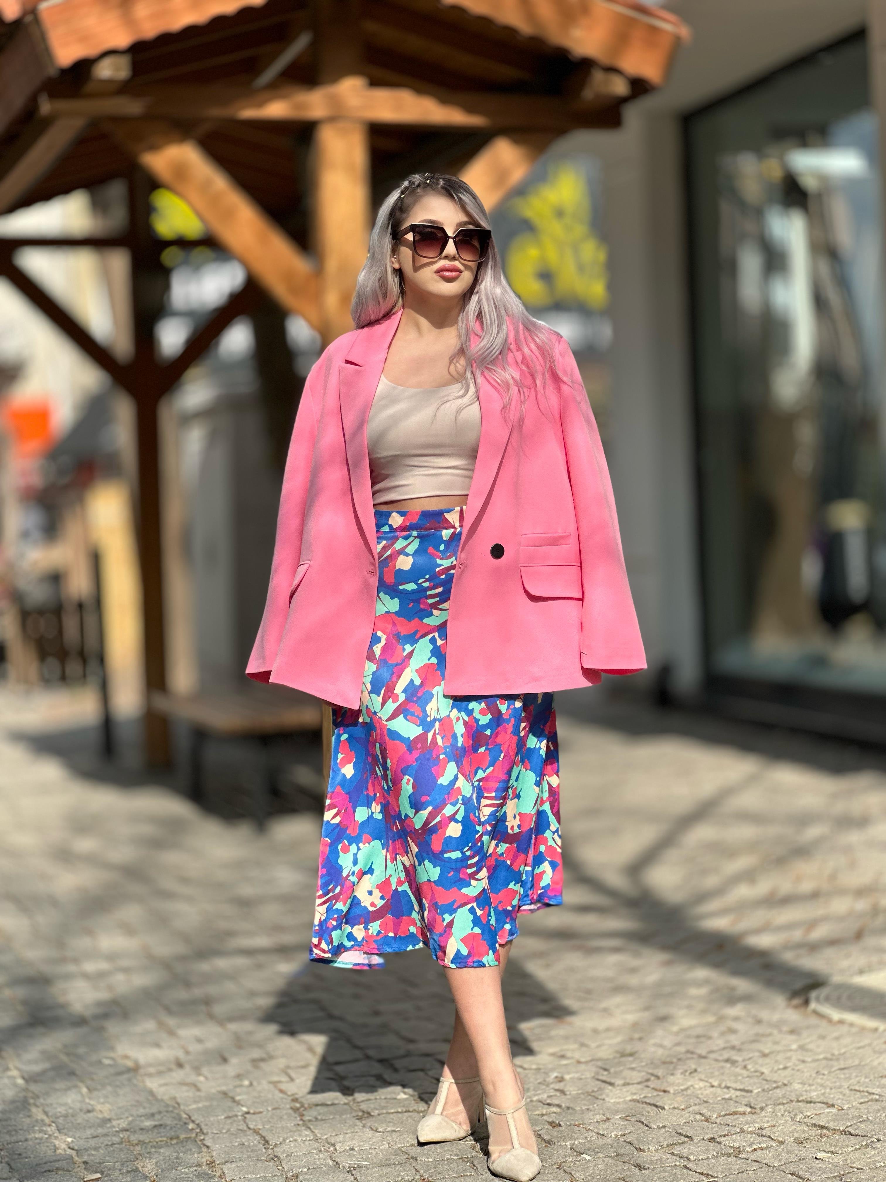 Pamuk Saten Pembe Etek