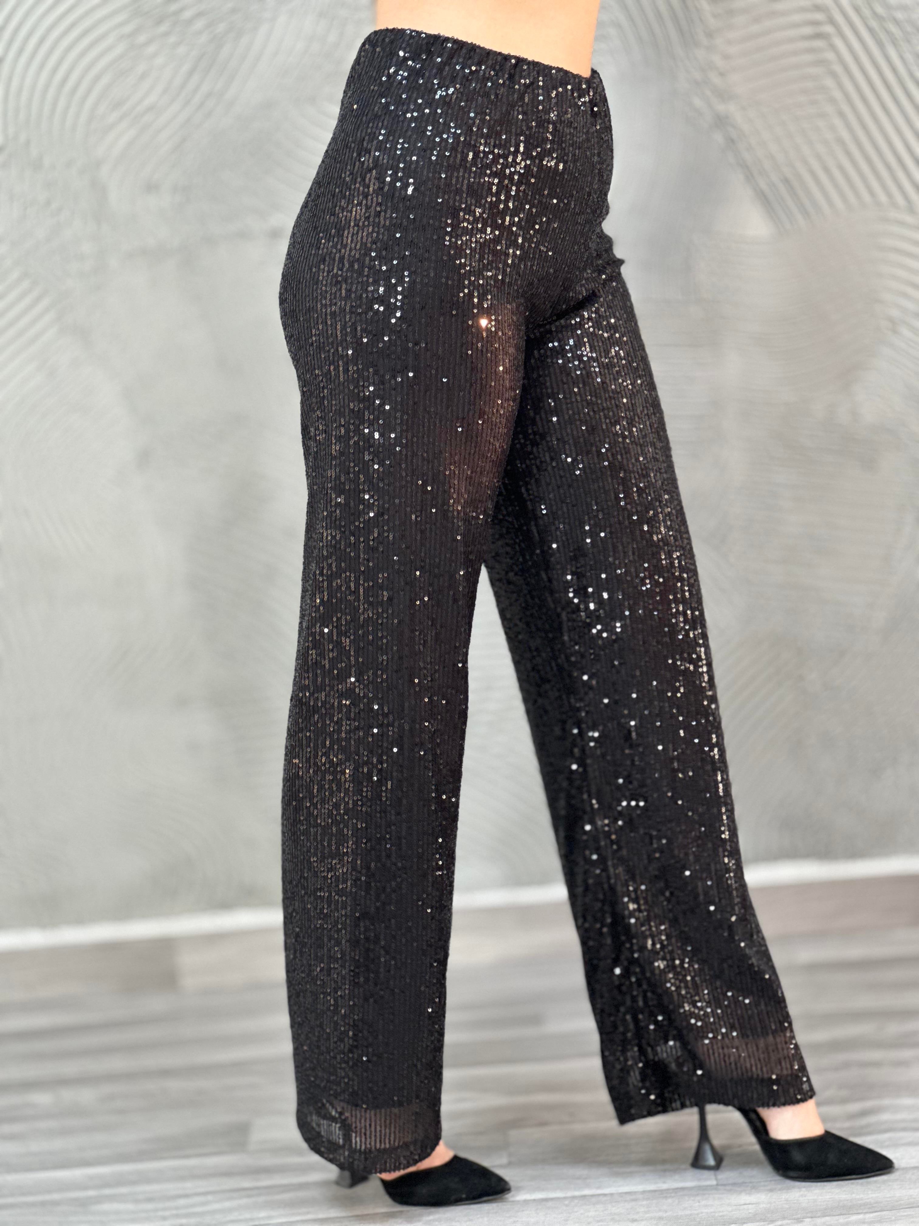 Payetli Yüksek Bel Pantalon 
