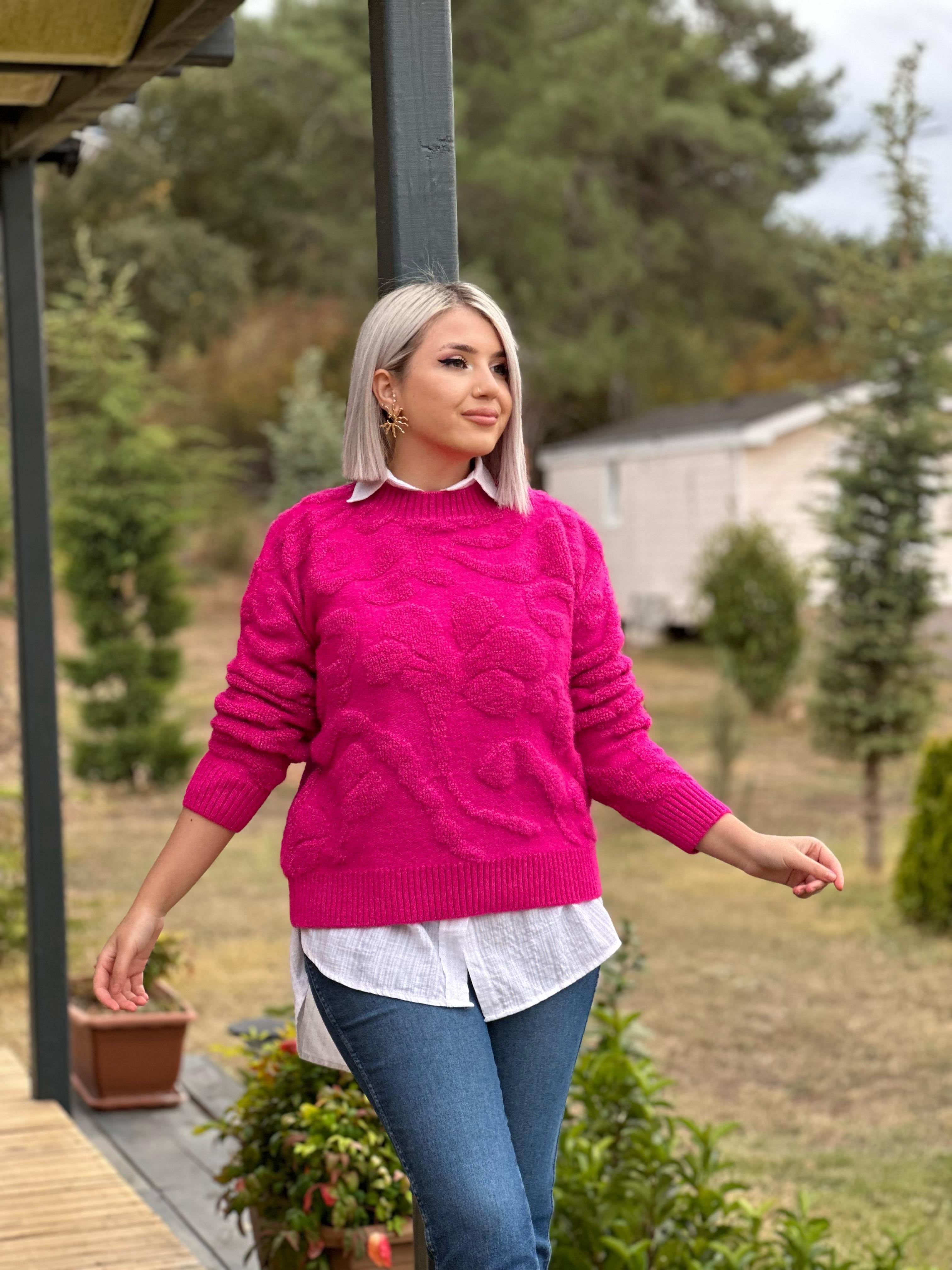 Pembe Balıkçı Yaka Triko