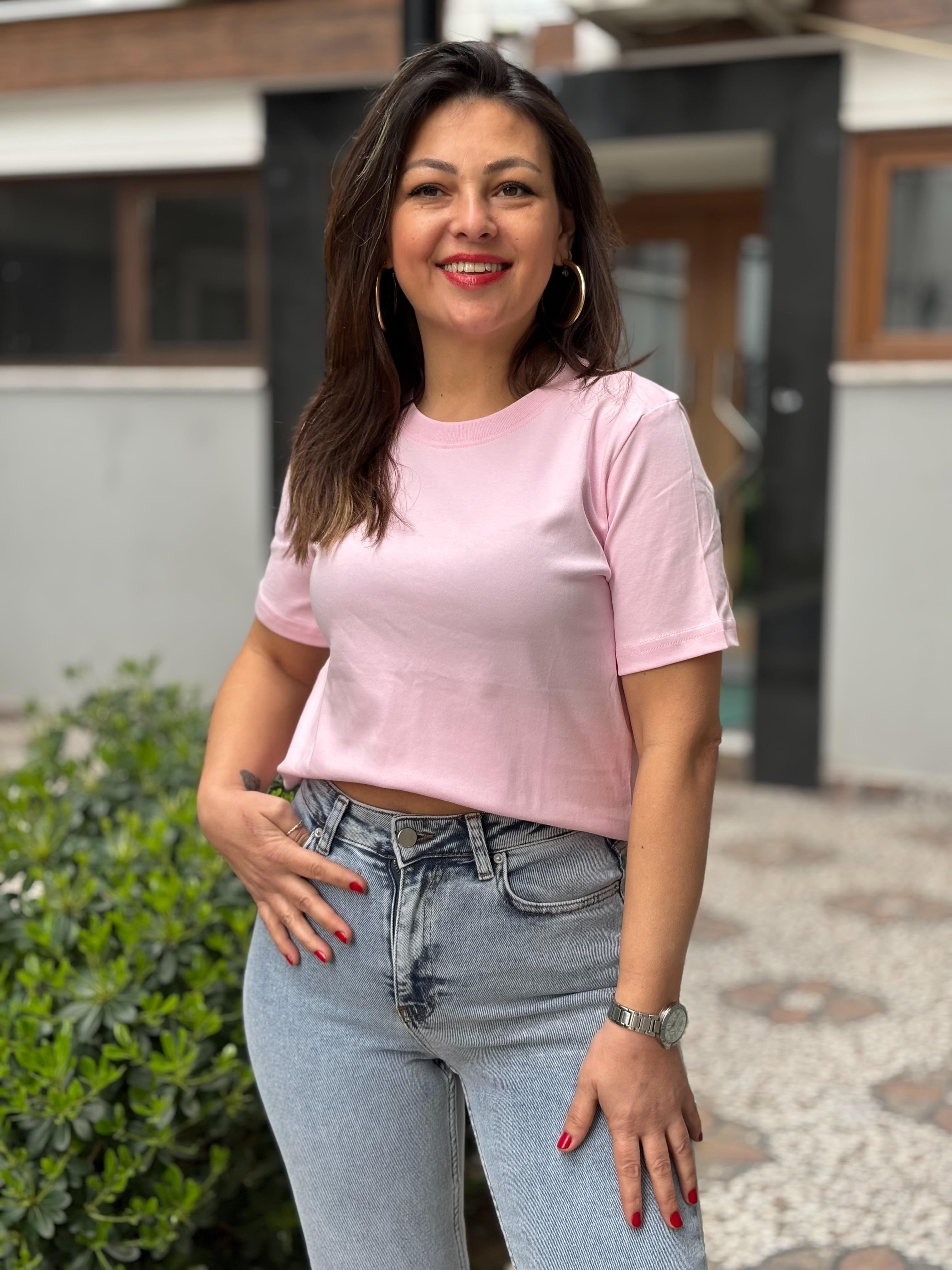 Pembe Orj Marka Basic Tişört