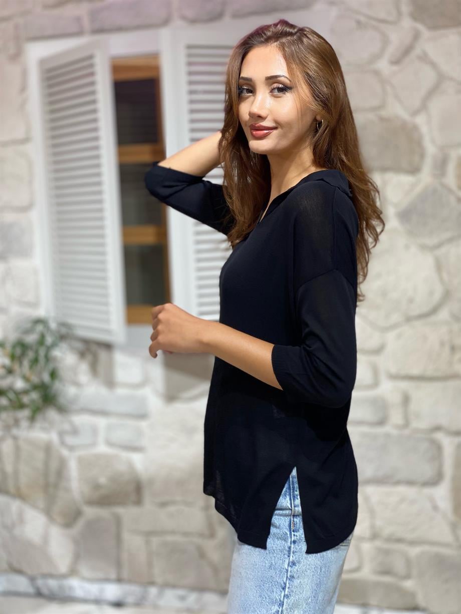 Pola Yaka Siyah Merserize 