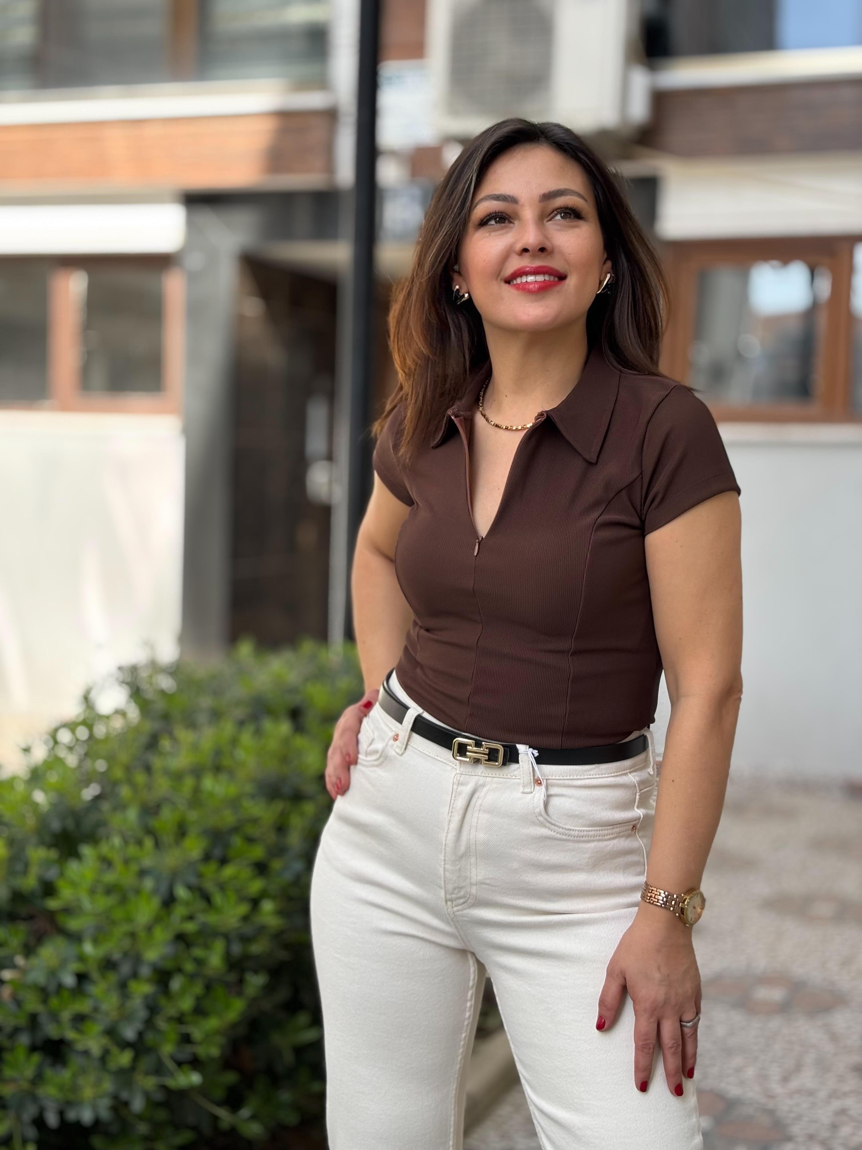 Polo Yaka Basic Çelik Kahve