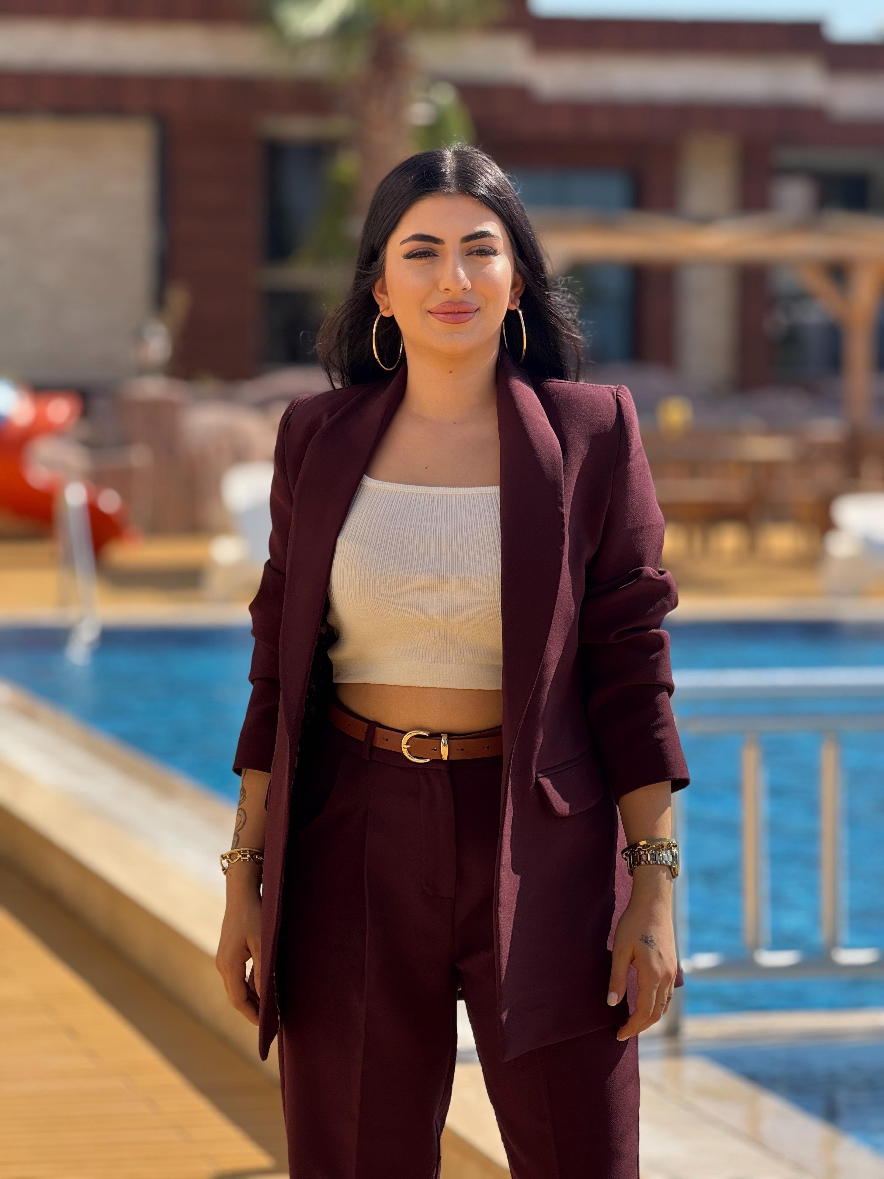 Premium Kalite Duble Kumaş Mürdüm Takım