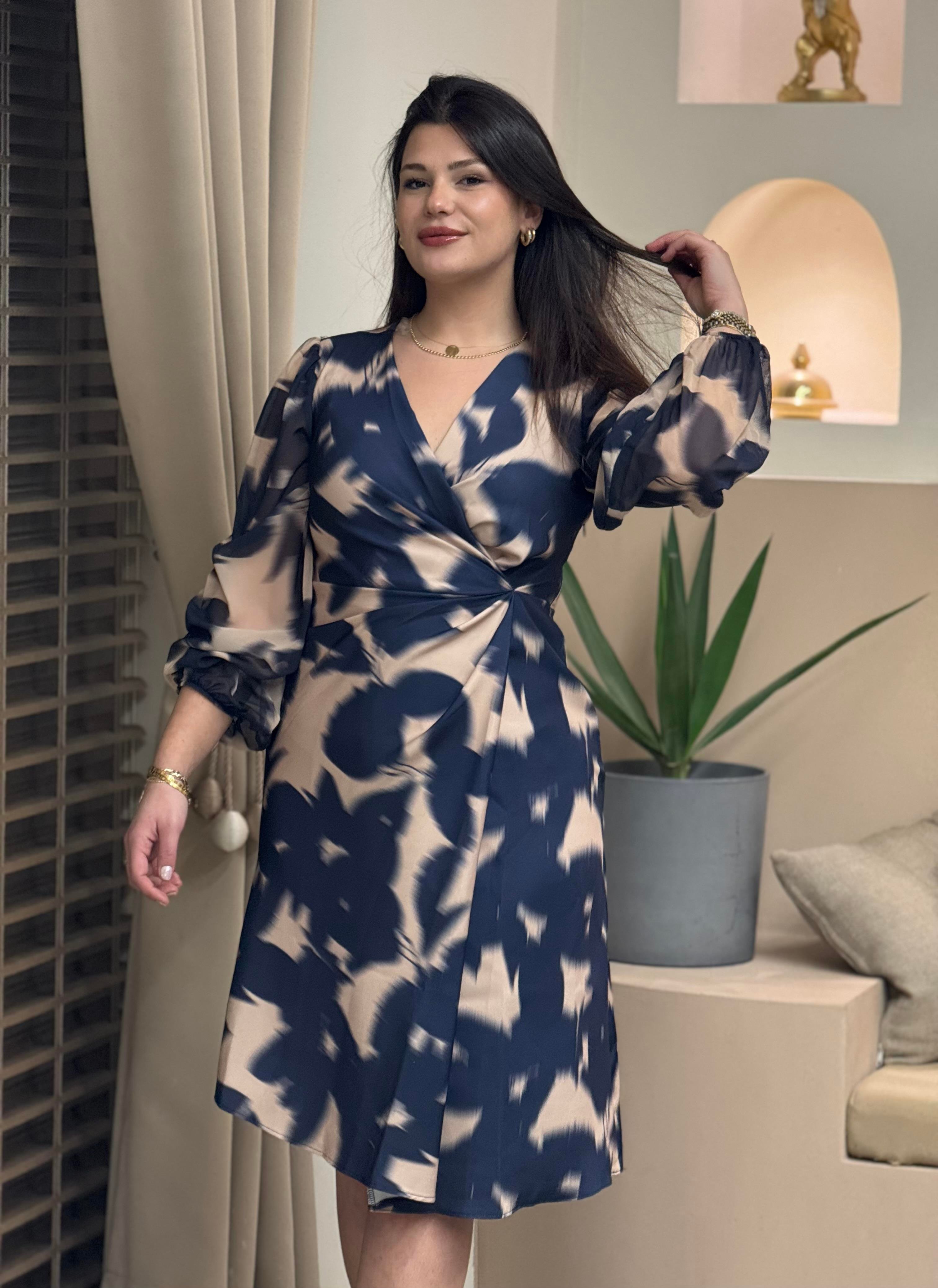 Premium Kalite Şifon Kol Saten Elbise