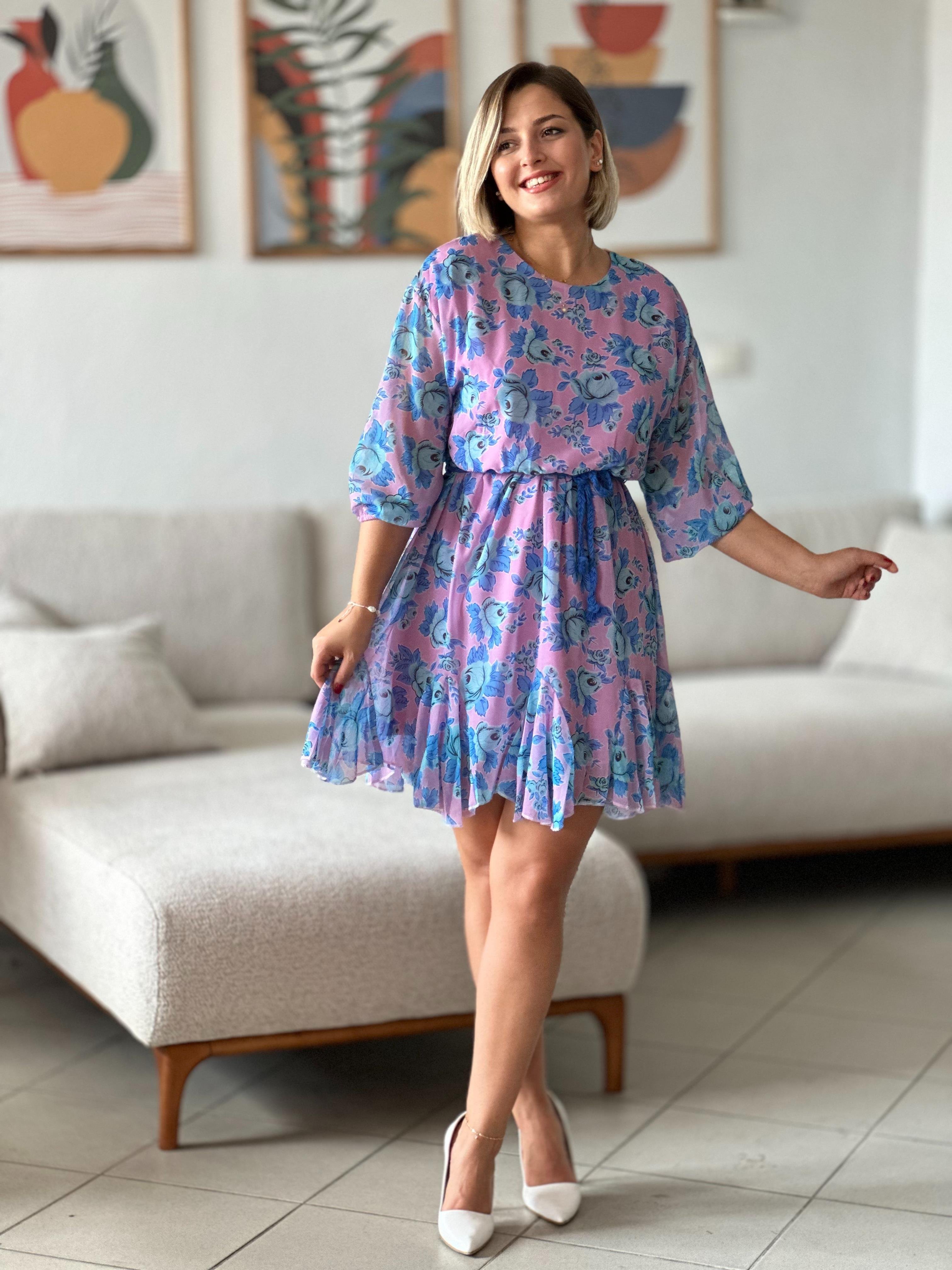 Renkli Şifon Elbise